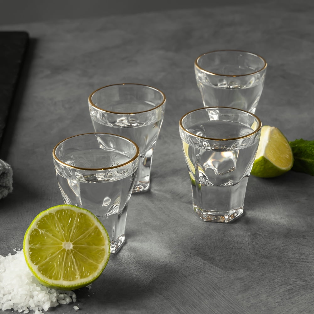 Thyme & Table Scalloped Shot Glasses, Elegant Barware for Home Entertaining (Clear, Set of 4) zemnu