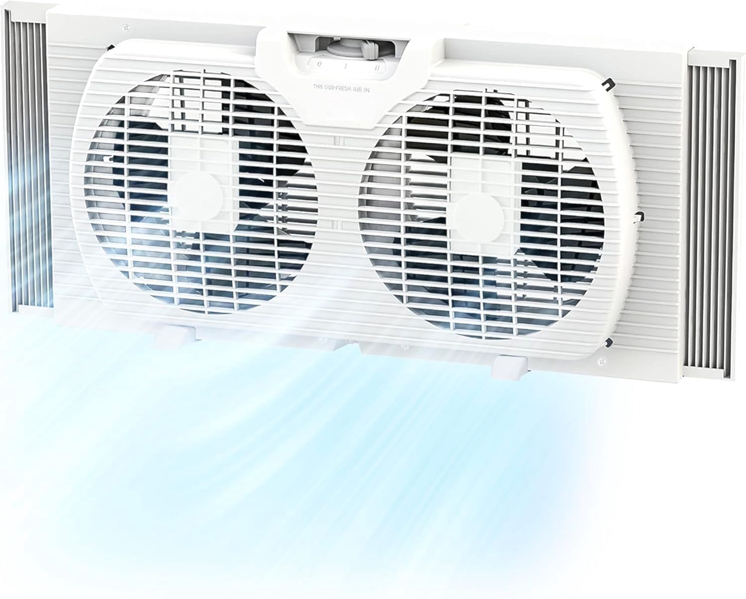 EZ-Chill 9 in Twin Window Fan with Reversible Airflow and Auto-Locking Expanders (White, 22.5 to 34 in) dszad