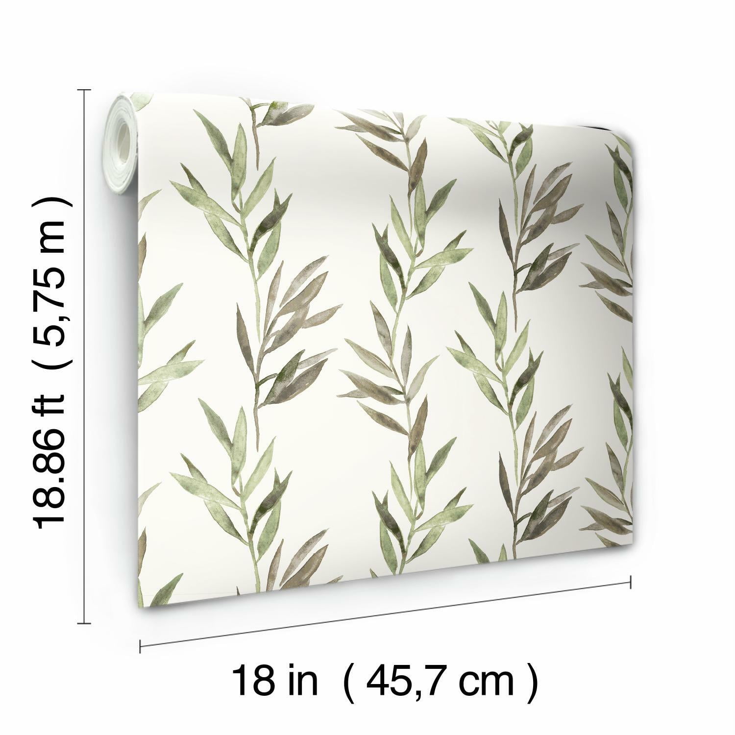 Better Homes & Gardens Scalata Branches Peel & Stick Wallpaper (Green, 18 in x 18.86 ft) qk4e2