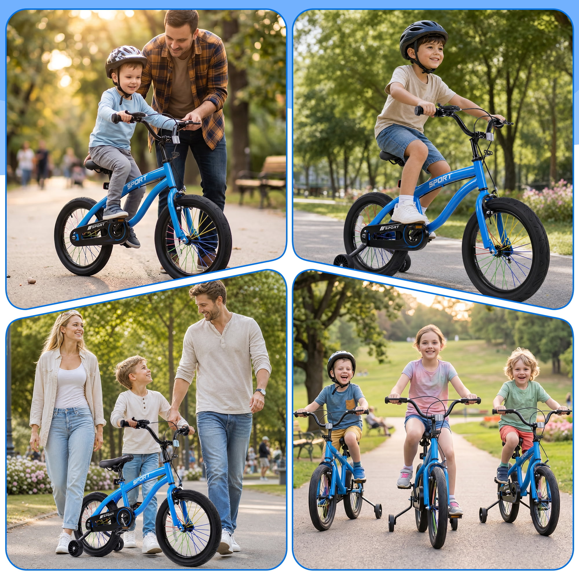 Enjoyrun 14 in Kids Bike with Training Wheels for Boys and Girls (Blue, 14 in) sqryd