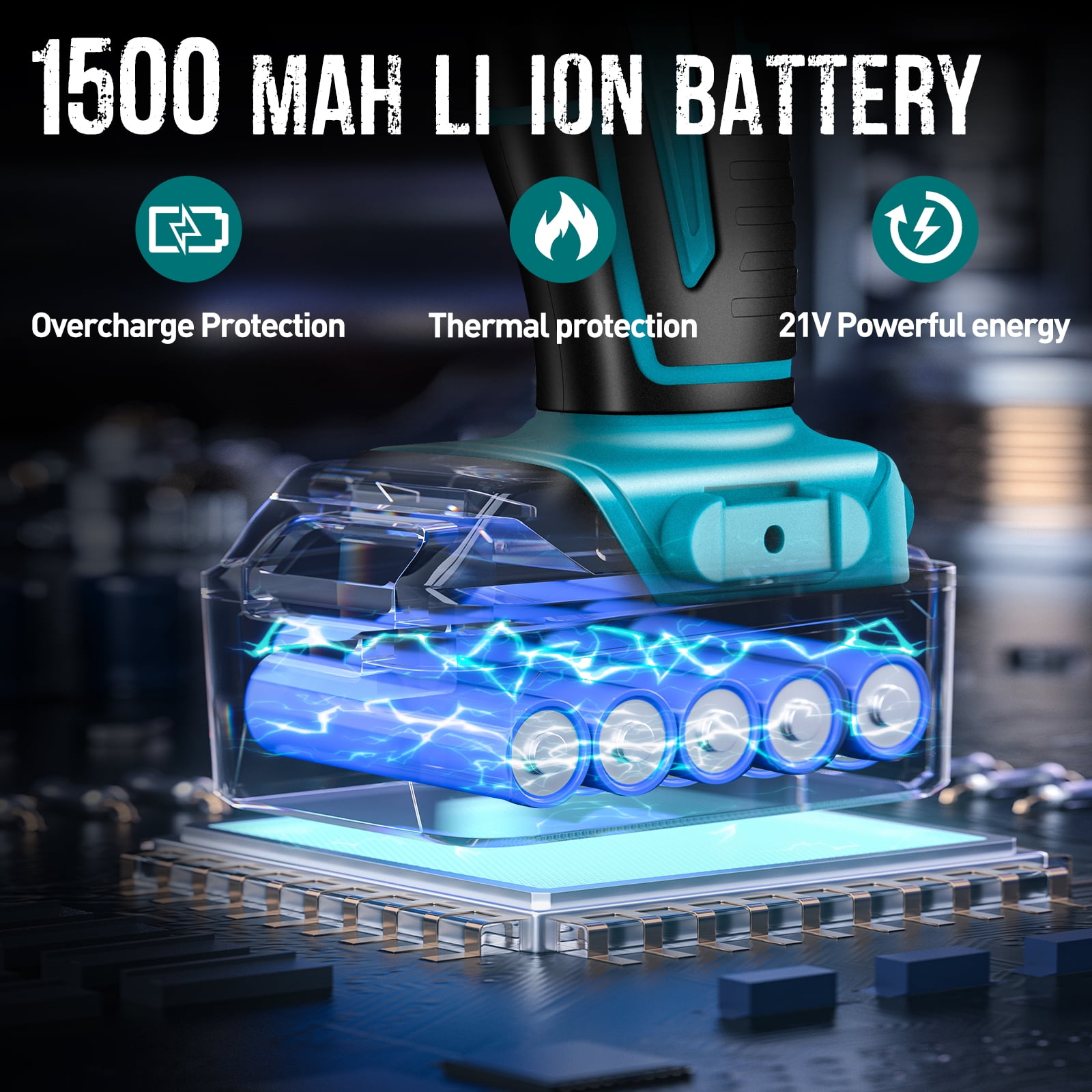 UNTIMATY 21V Cordless Power Drill Set with Battery and Charger (Blue, 3/8 in Chuck) zhzbb