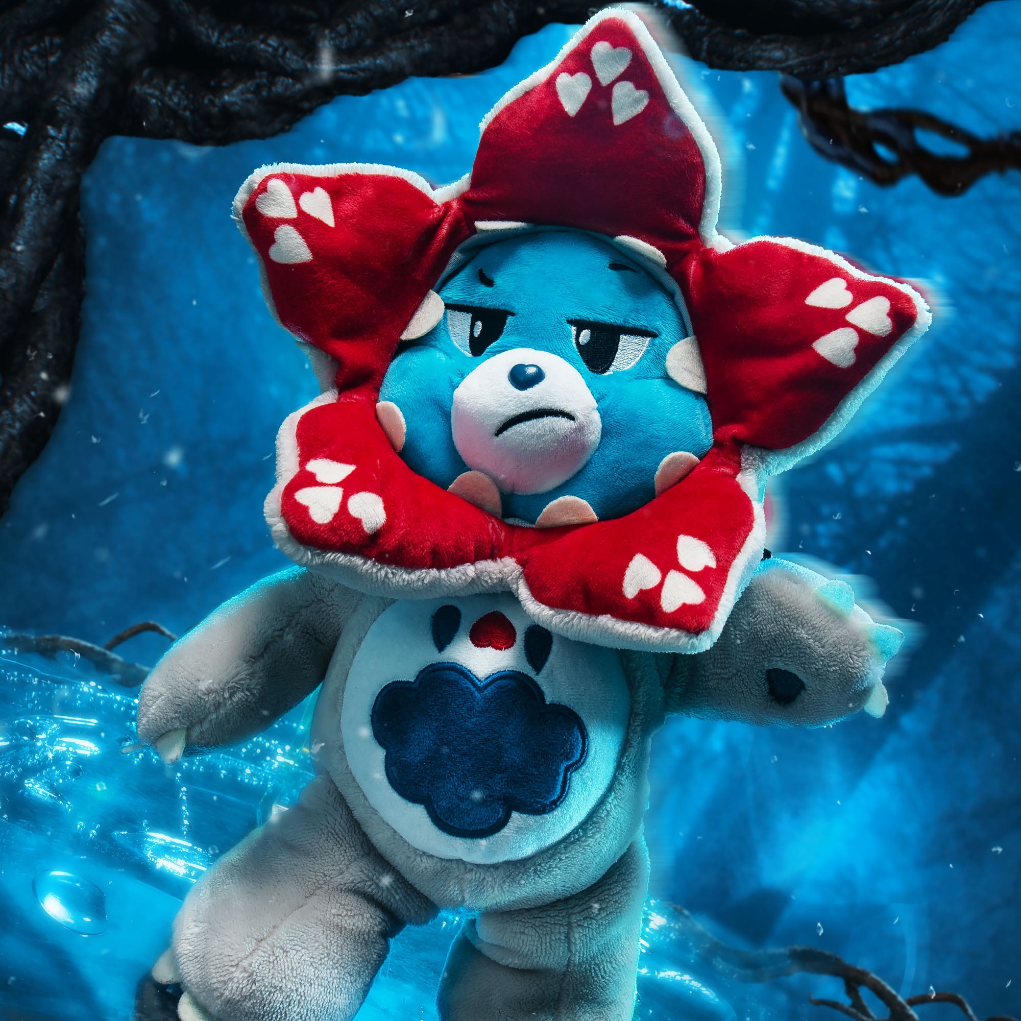 Care Bears x Stranger Things Grumpy Bear Demogorgon Plush Toy (Multicolor, 12 in) 4e1dv