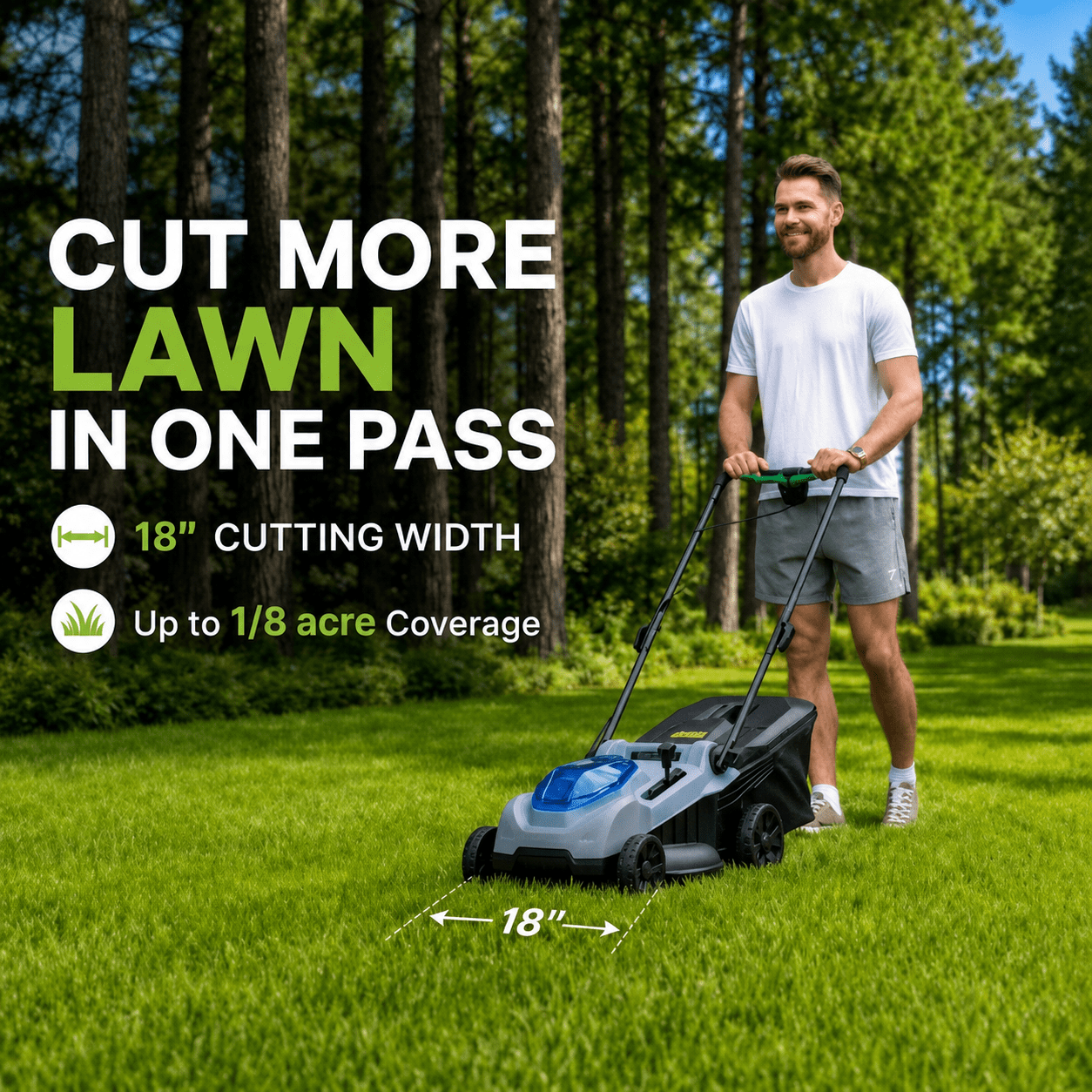 KraftSense 40V Cordless 18-Inch Push Lawn Mower with 4Ah Battery & Charger (18 in) gy2ll