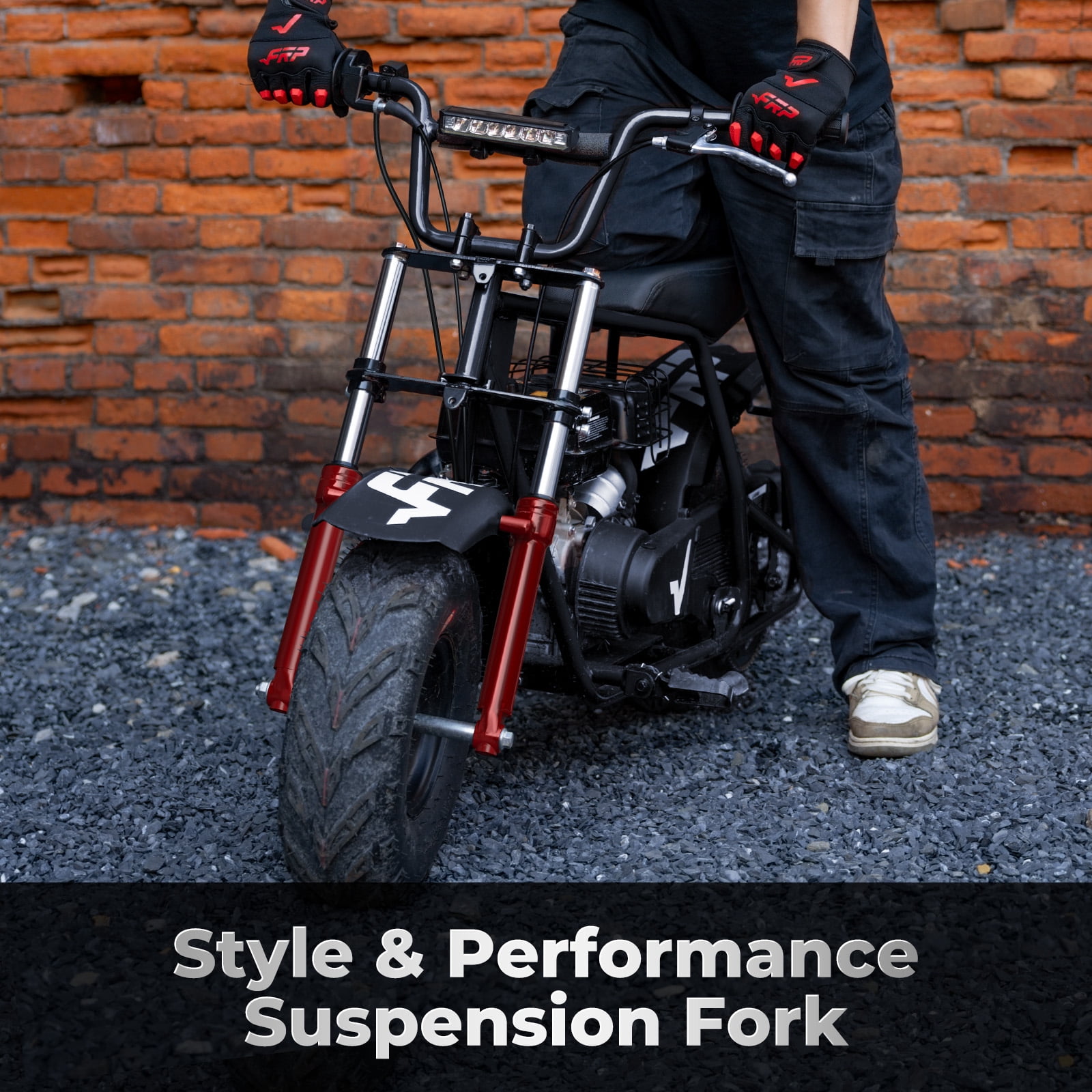 F Dirt Mini Bike Front Suspension Fork Kit (Dual Shock, Red, With Clamp) 0p71o