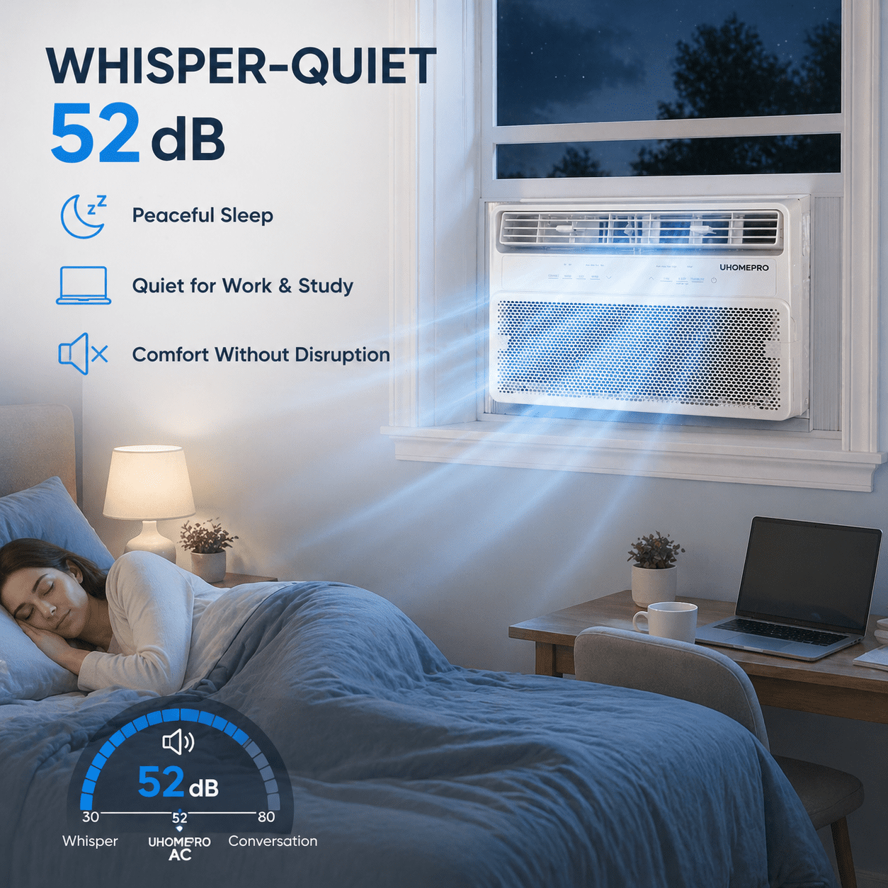 Enyopro 10000 BTU Smart Window Air Conditioner, Energy-Efficient Cooling for 450 Sq.Ft Rooms (White, 10000 BTU) j0lqn