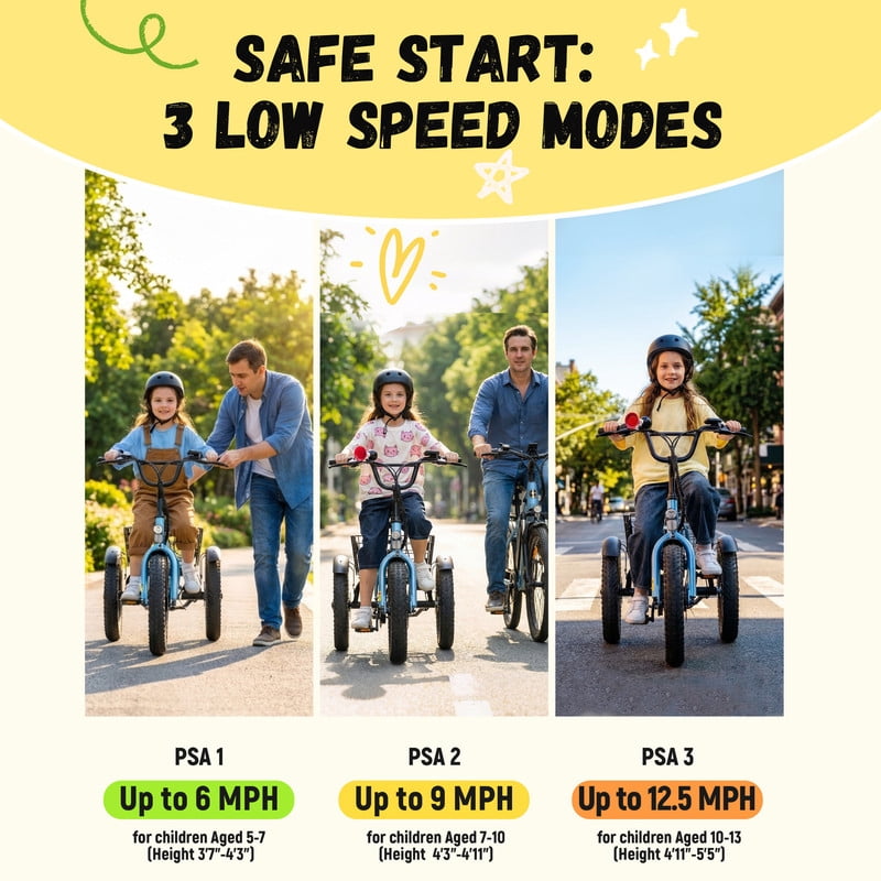 Elecby T300mini Electric Tricycle, 16 in Fat Tire Folding 3-Wheel E-Bike with 500W Motor (Blue) m1q5x