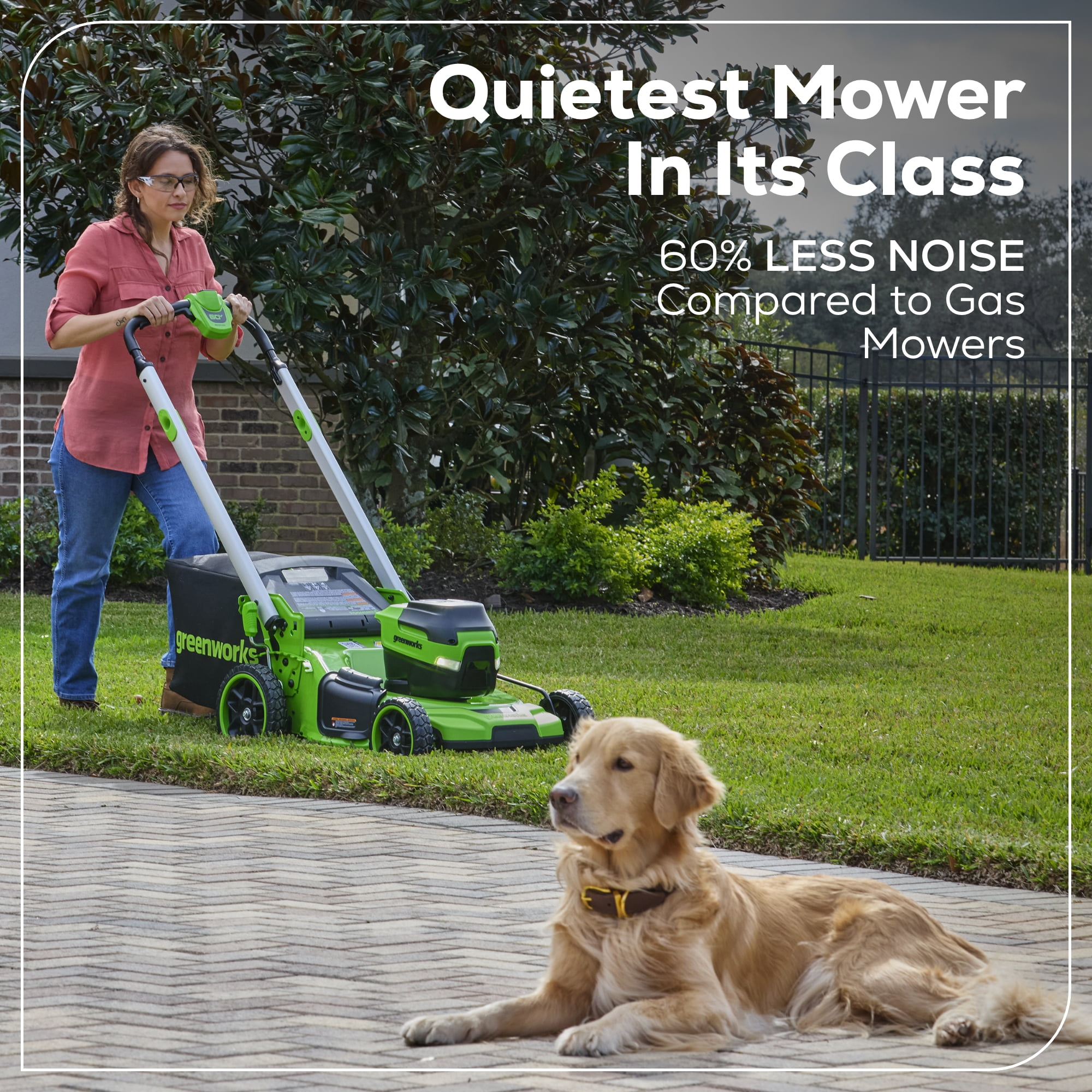 Greenworks 60V 21 in. Cordless Push Lawn Mower with 5.0 Ah Battery and Charger (Black, 21 in.) 2m0d8
