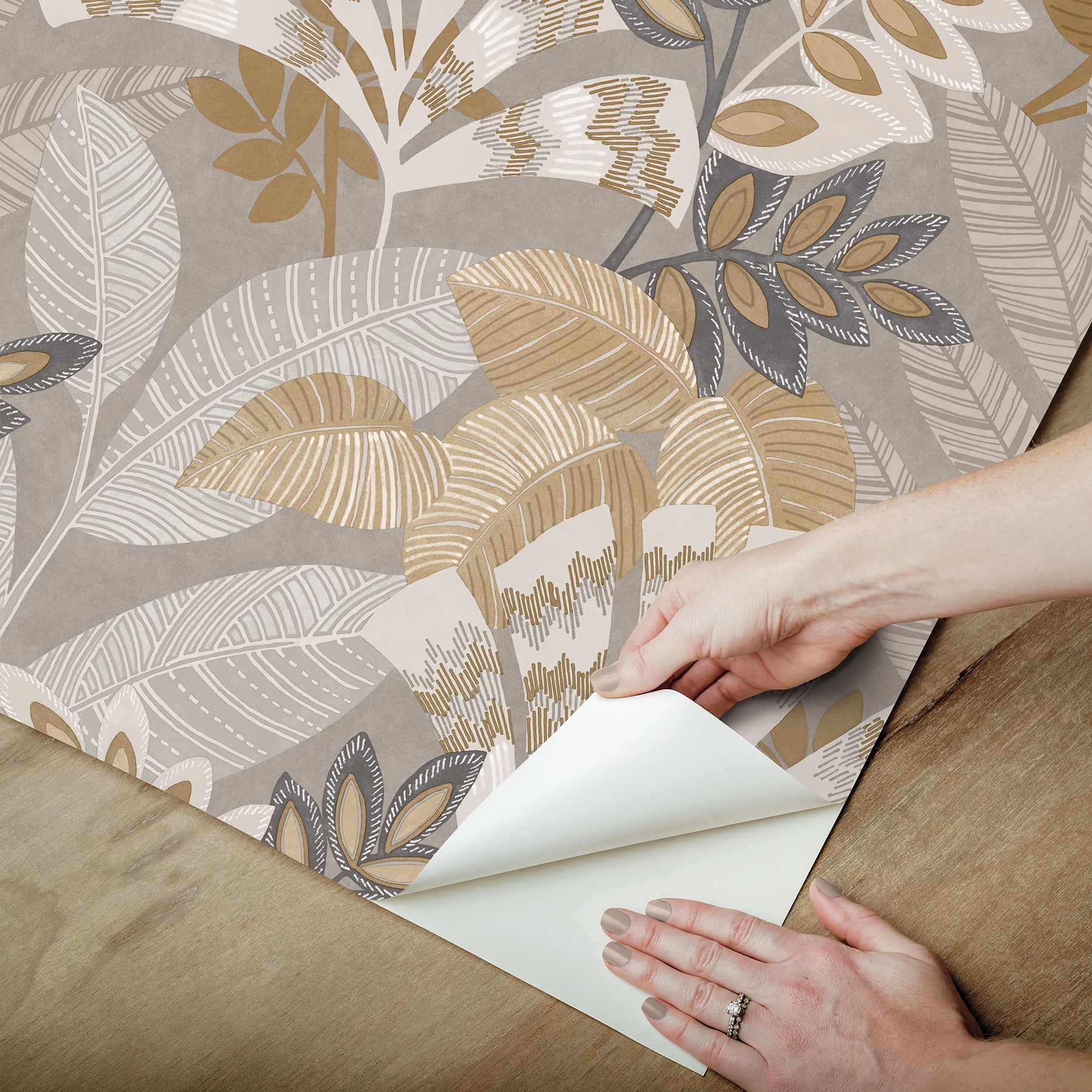 InHome Yara Peel and Stick Wallpaper Botanical Wall Decor (Taupe, 20.5 in x 18 ft) aasbr