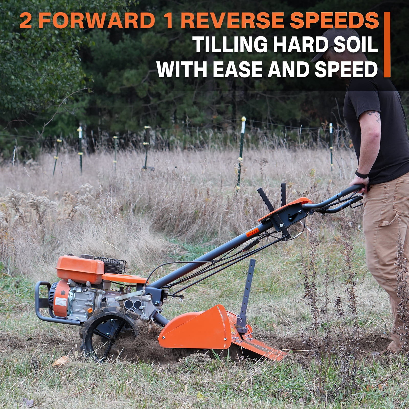 NOVUS 18-Inch Dual Direction Rear Tine Tiller, 212cc 4-Cycle Gas Engine, Heavy-Duty Garden Rototiller (18 in) ljano