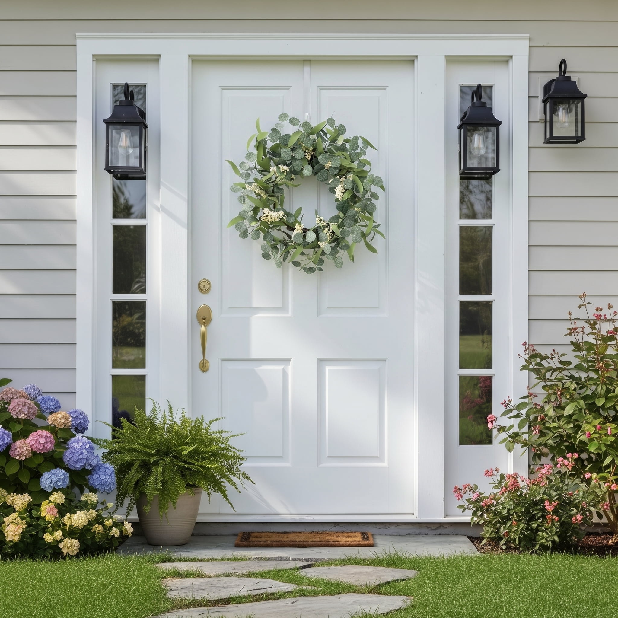 Tetou Artificial Eucalyptus Wreath for Front Door, Farmhouse Seasonal Wall Decor (Green, 20.5 in) 3dp2b