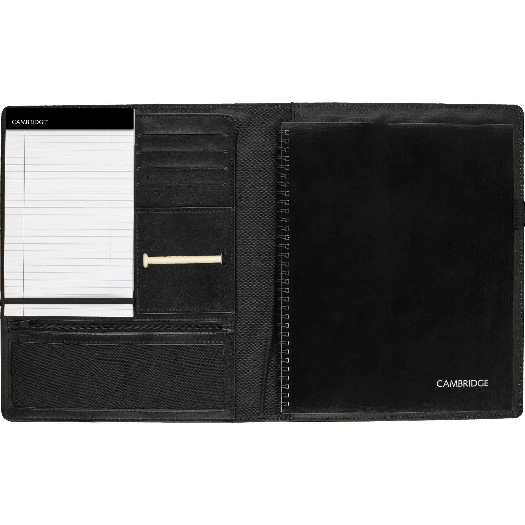 Mead Cambridge Limited Faux Leather Refillable Notetaker, Professional Business Notebook (Black, 8.5 in x 11 in) zd48y