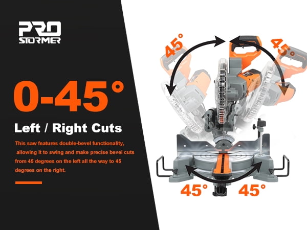 Prostormer 10-Inch Double Bevel Compound Miter Saw, 15A 5000RPM Power Tool with LED Shadow Line and Expansion Table (Silver, 10 in) 90e8c