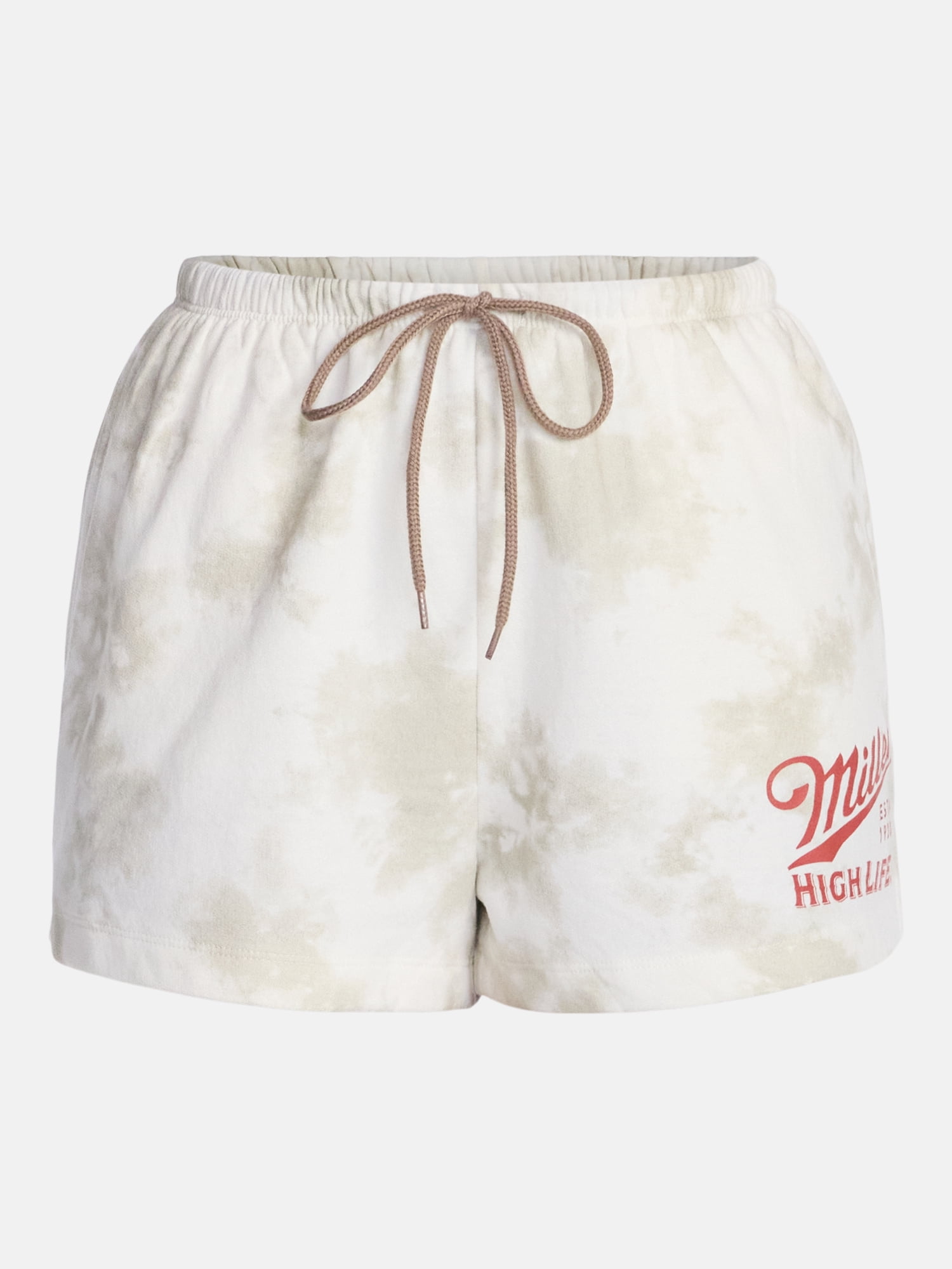 Miller Lite Women's Graphic Fleece Shorts, Relaxed Fit Casual Lounge Wear (White, XXS) mghkq