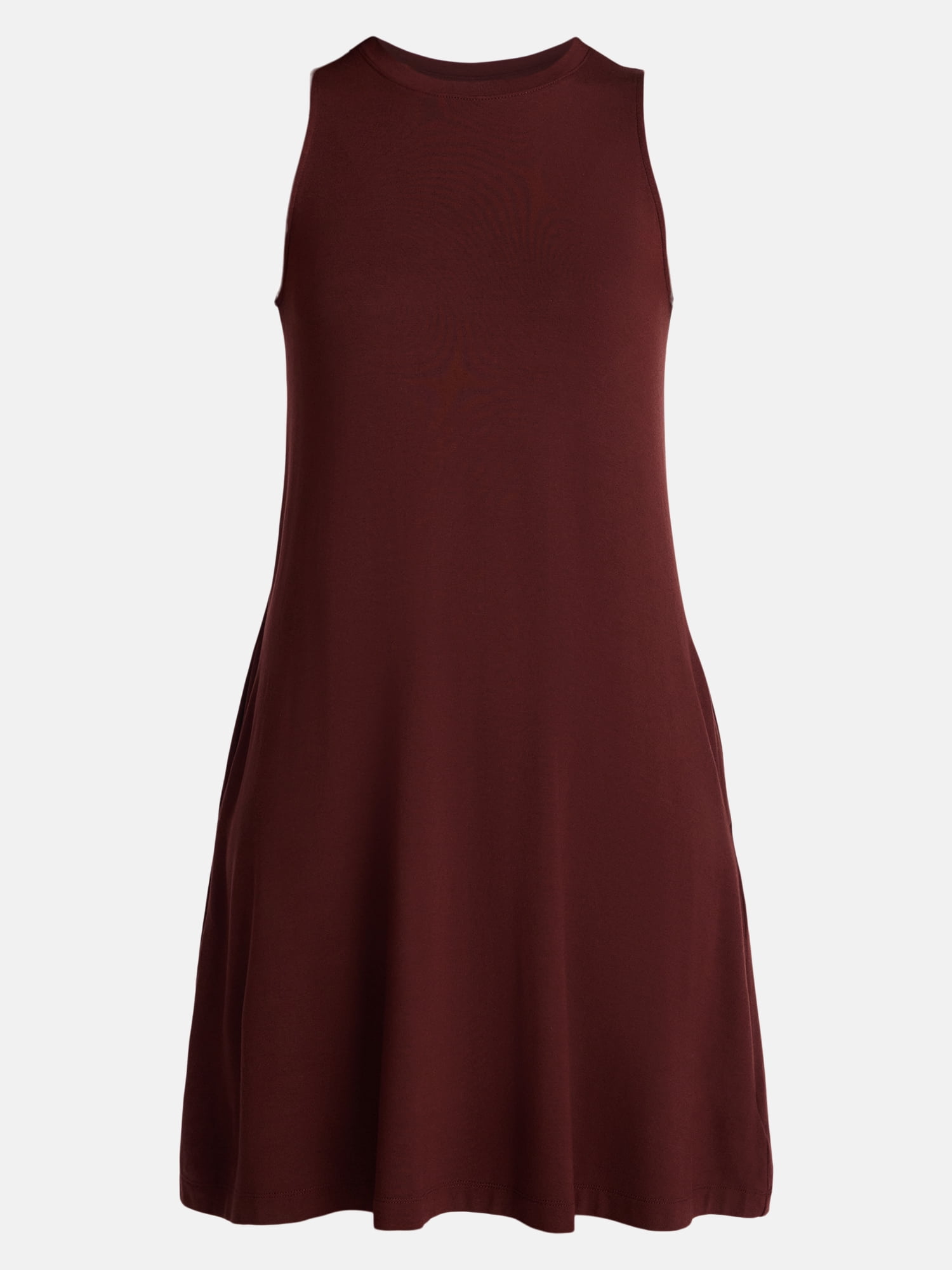 Time and Tru Women's Sleeveless Knit Swing Dress (Brown, XS) 1o02y