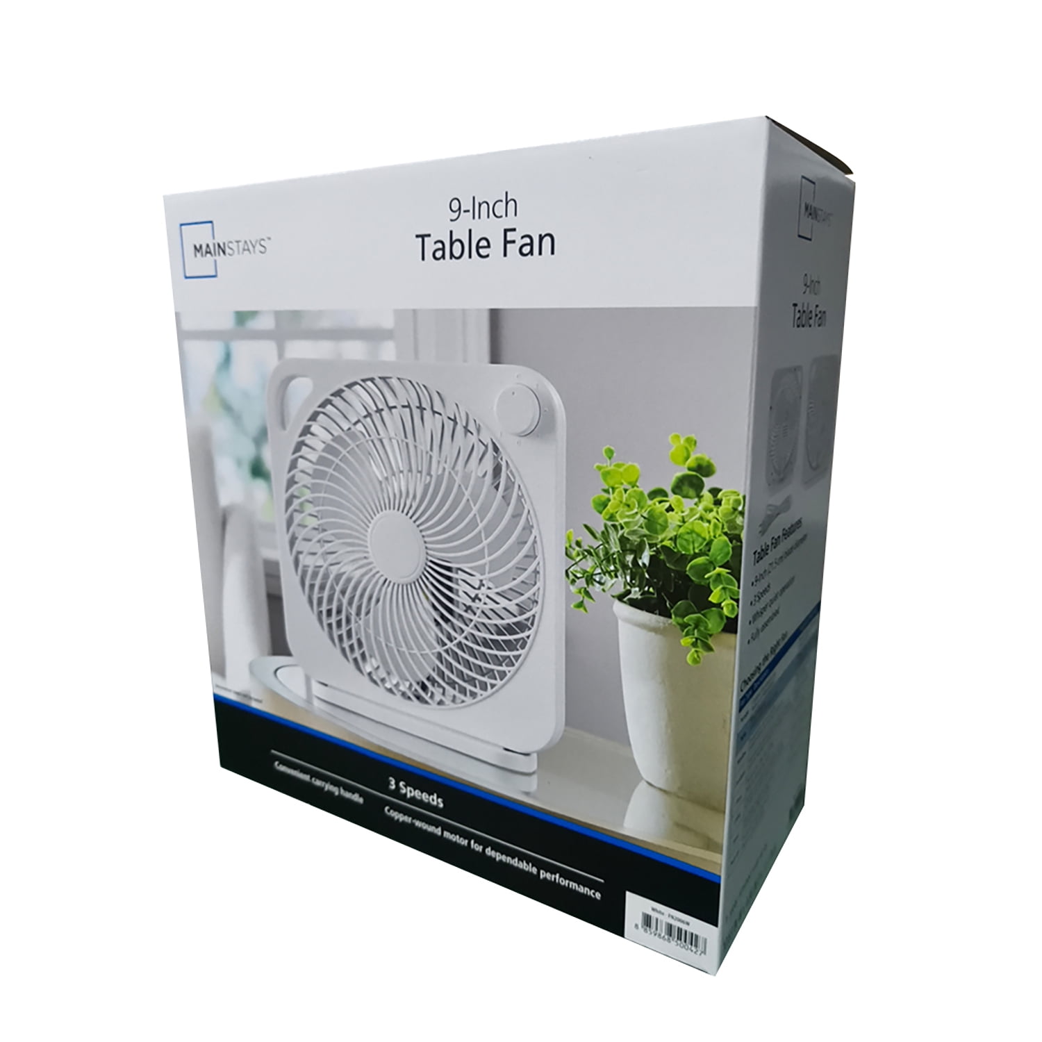 Mainstays 9 in 3-Speed Indoor Personal Table Fan (White, 9 in) 4vru6