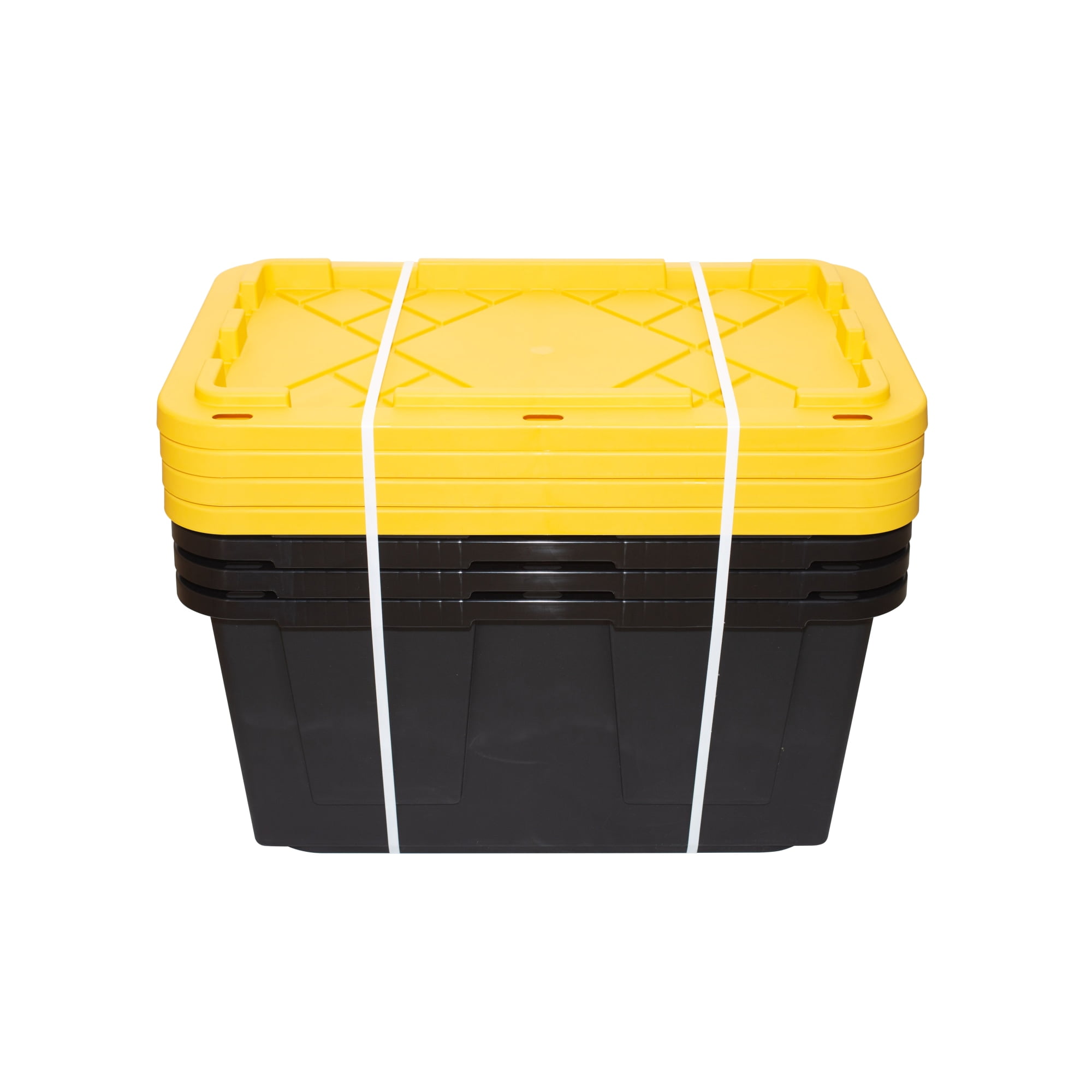 Greenmade Heavy-Duty Plastic Storage Boxes with Lids (Black, 27 Gallon, 4 Pack) eznr2