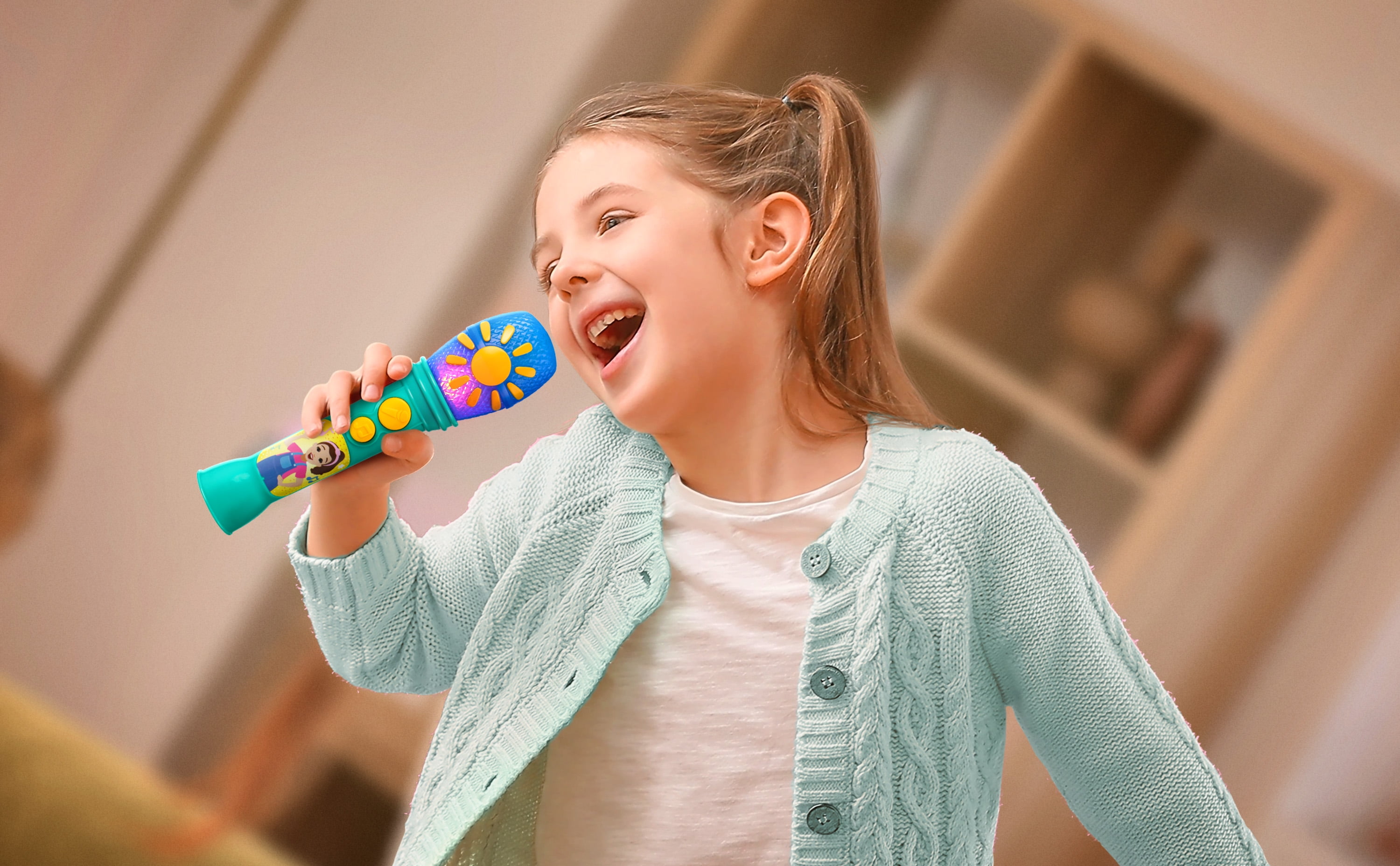 Ms. Rachel Sing Along Microphone with Built-in Music and Flashing Lights (Blue) boequ