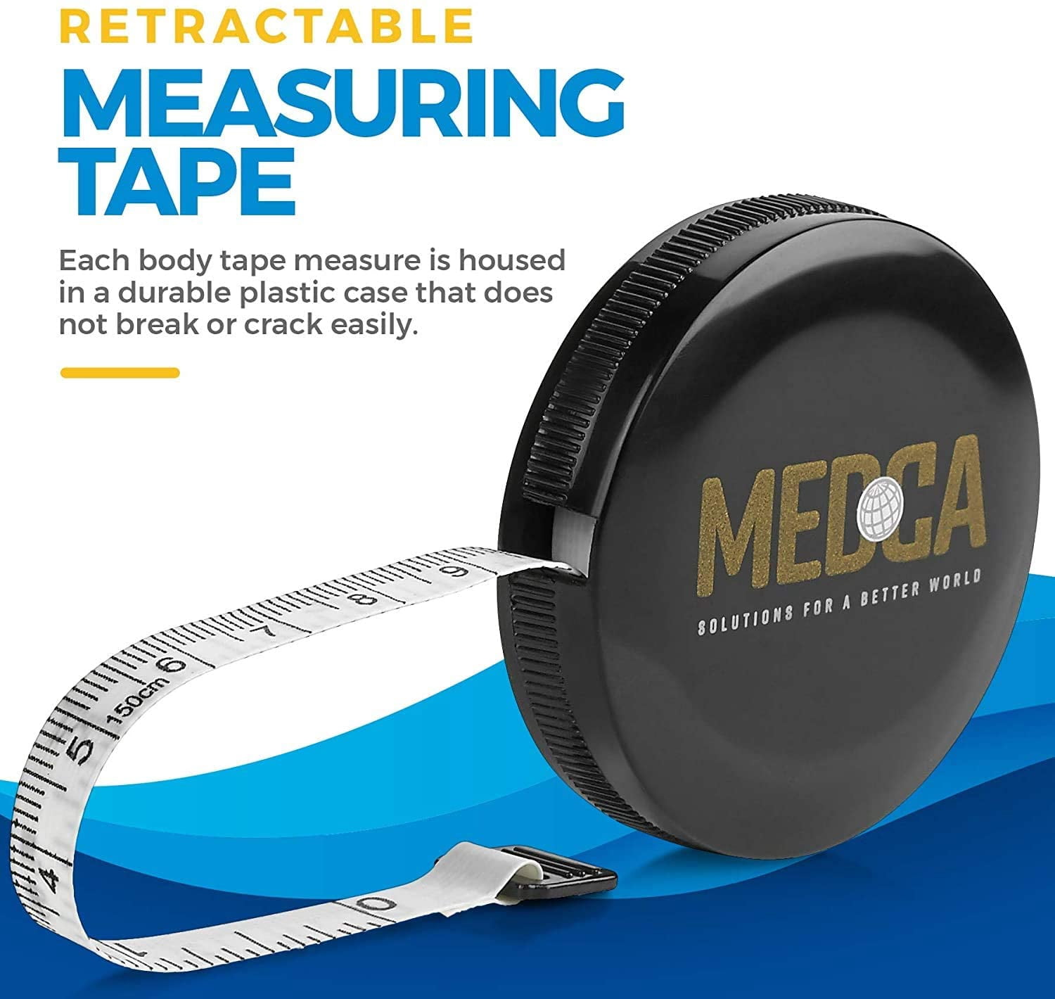 MEDca Retractable Body Measuring Tape for Fitness and Weight Loss (Black, 60 in, 2 Pack) gzsen