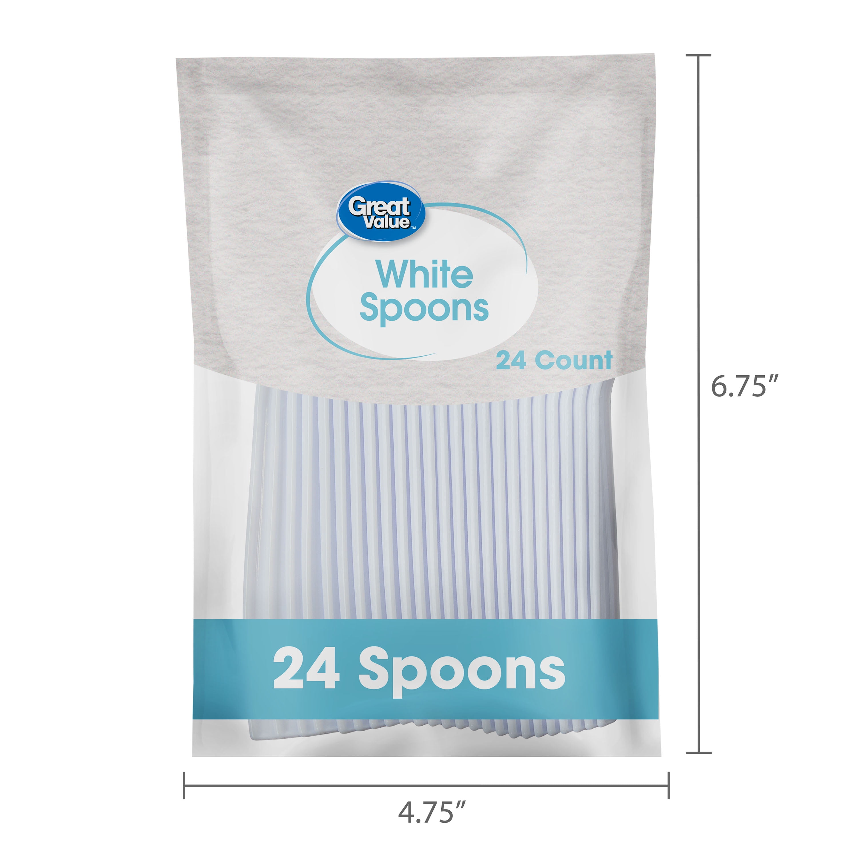 Great Value Disposable Plastic Spoons, Durable Cutlery for Parties and Events (White, 24 Count) ng15o
