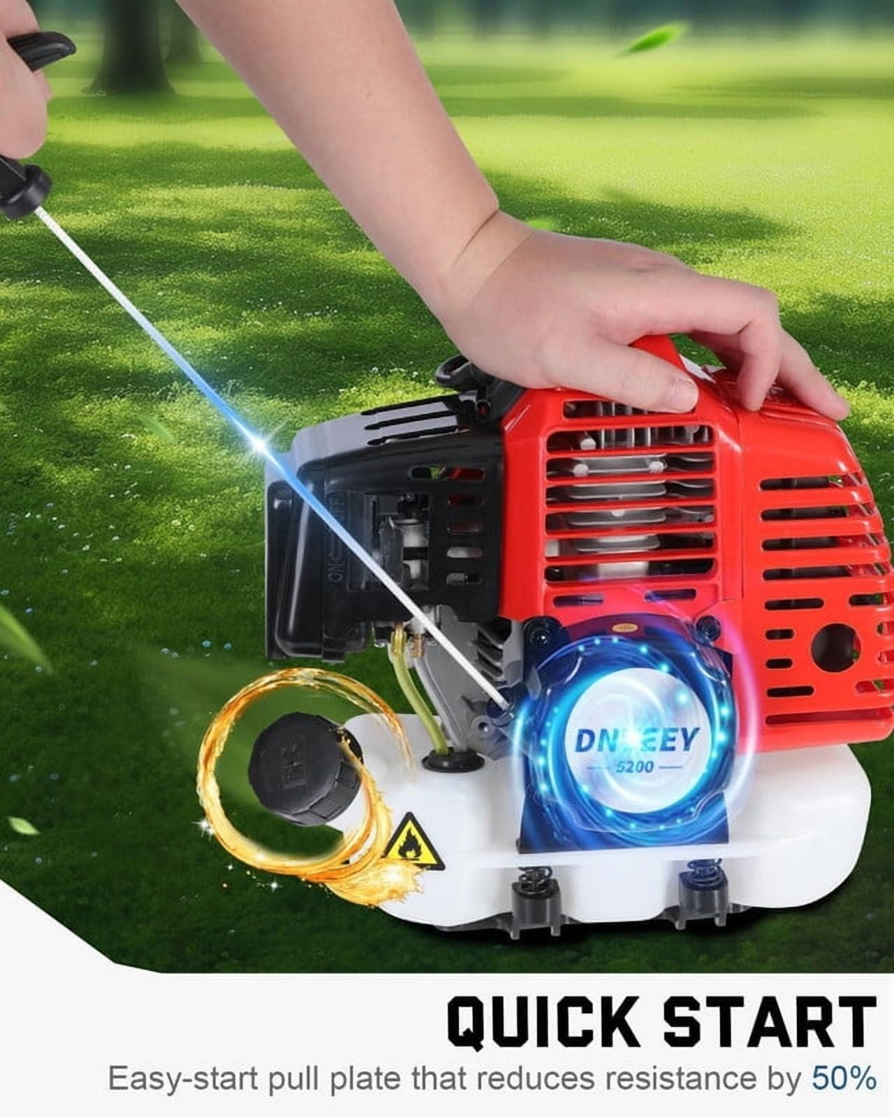 YNCE 52cc Gas Powered String Trimmer and Brush Cutter 3-in-1 Lawn Edger (Red, 52cc Engine) 978zh