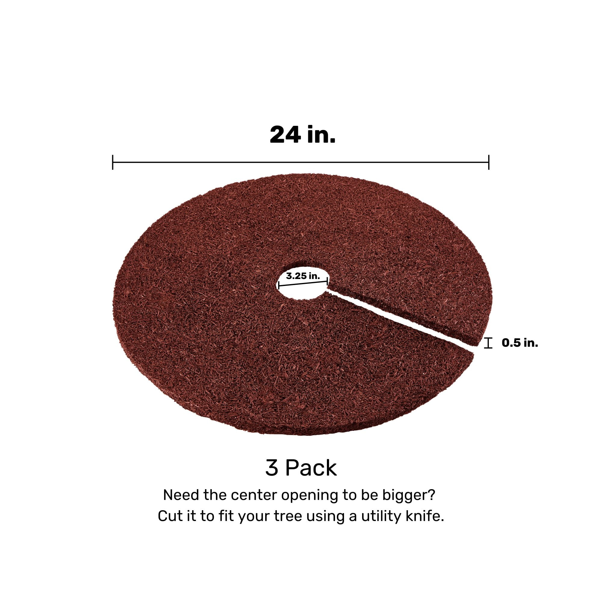 GroundSmart Rubber Mulch Tree Ring, Weed Prevention Landscape Edging (Red, 24 in, 3 Pack) gadsd