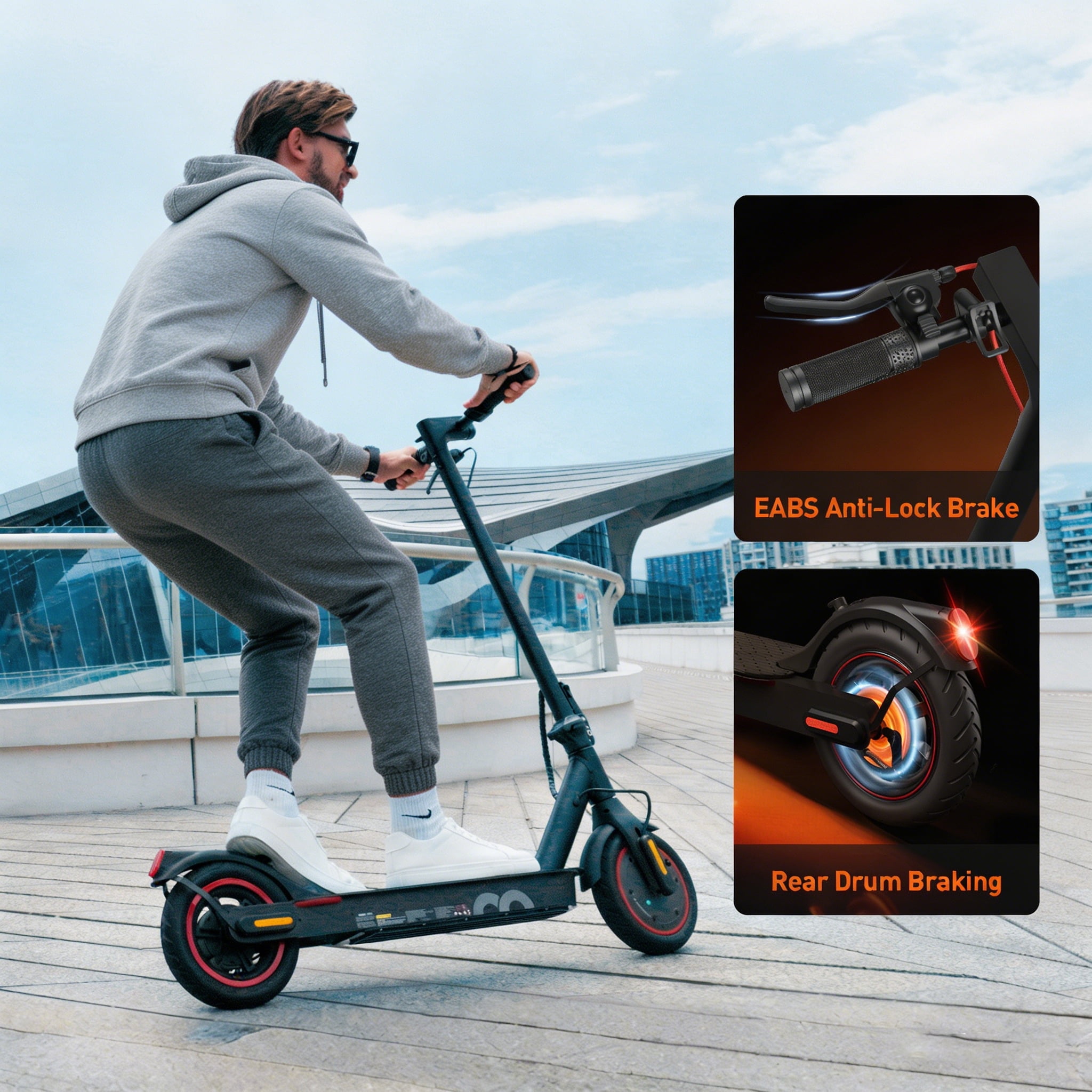 iHoverboard Electric Scooter for Adults, Foldable Commuter E-Scooter with App Control, LED Display, 8.5 in Pneumatic Tires (Black, 22 lb) ufjof