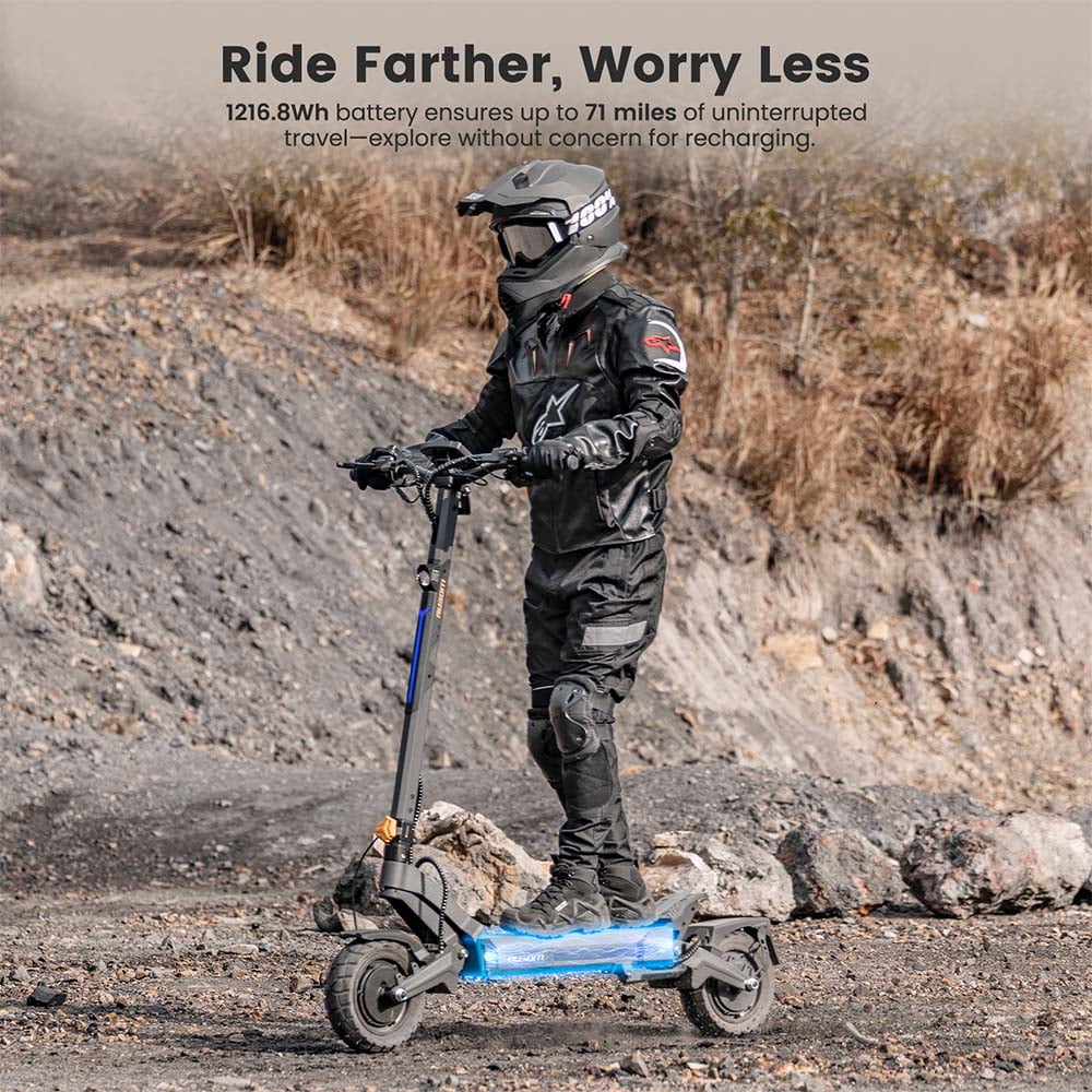 Ausom DT2 Pro Dual-Motor Electric Scooter for Adults, High-Performance Off-Road E-Scooter with Hydraulic Brakes (Yellow, 52V 23.4Ah) j7vs3