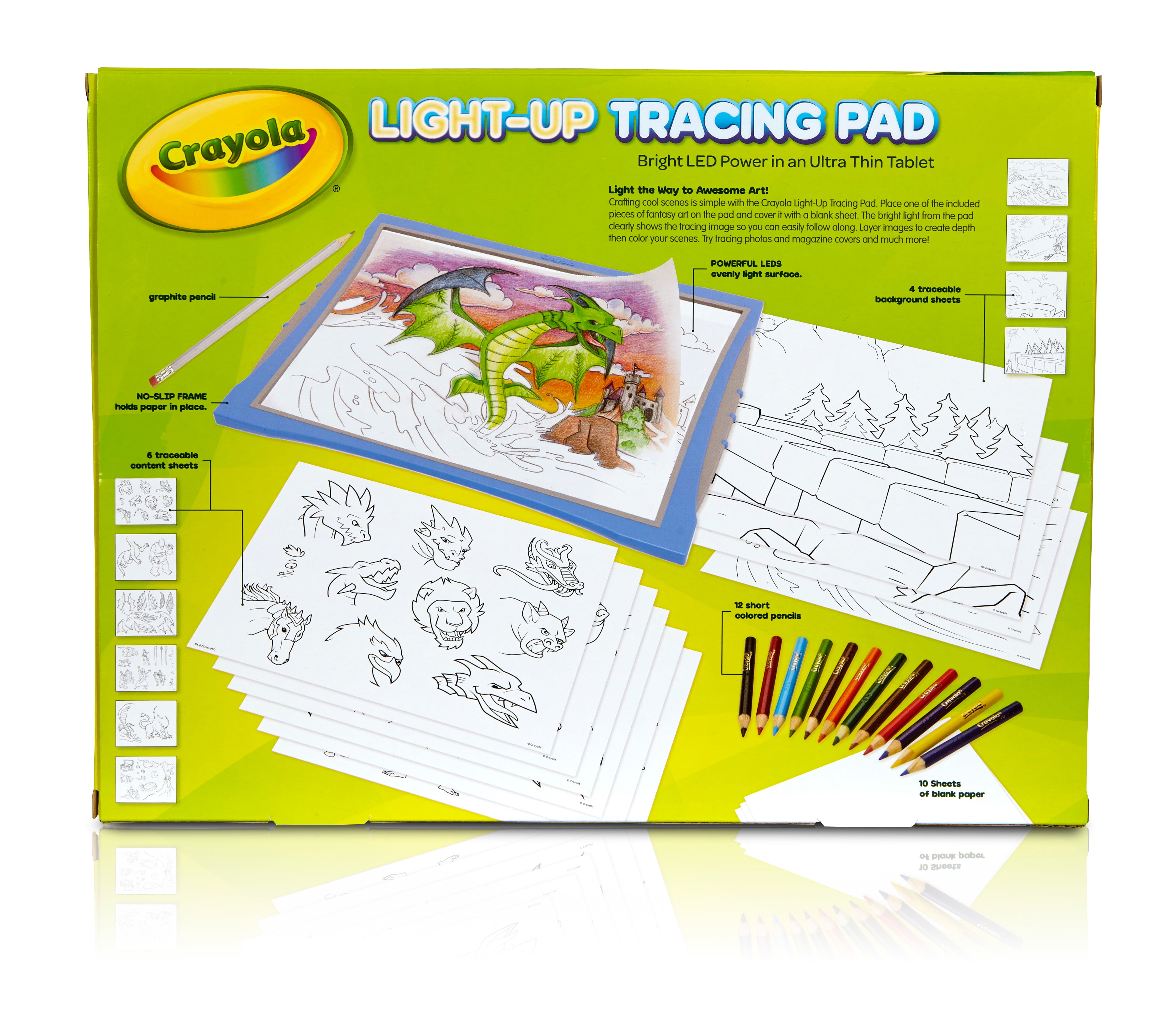 Crayola Light-Up Tracing Pad Drawing Tablet with Colored Pencils (Blue, 1 Set) gy3u6