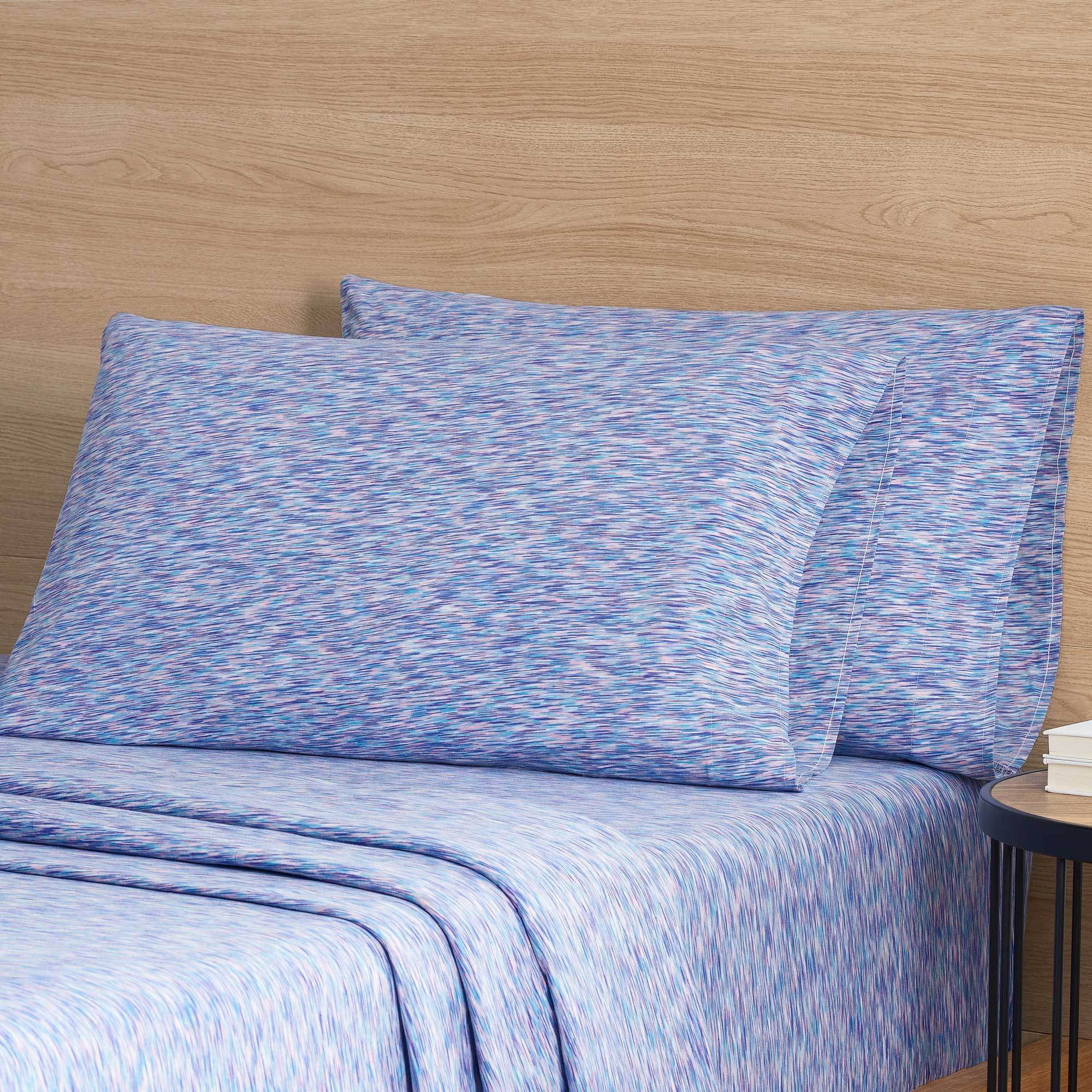Mainstays Jersey Knit Bed Sheet Set (Full, Purple Crackle, 4-Piece) ubjgo