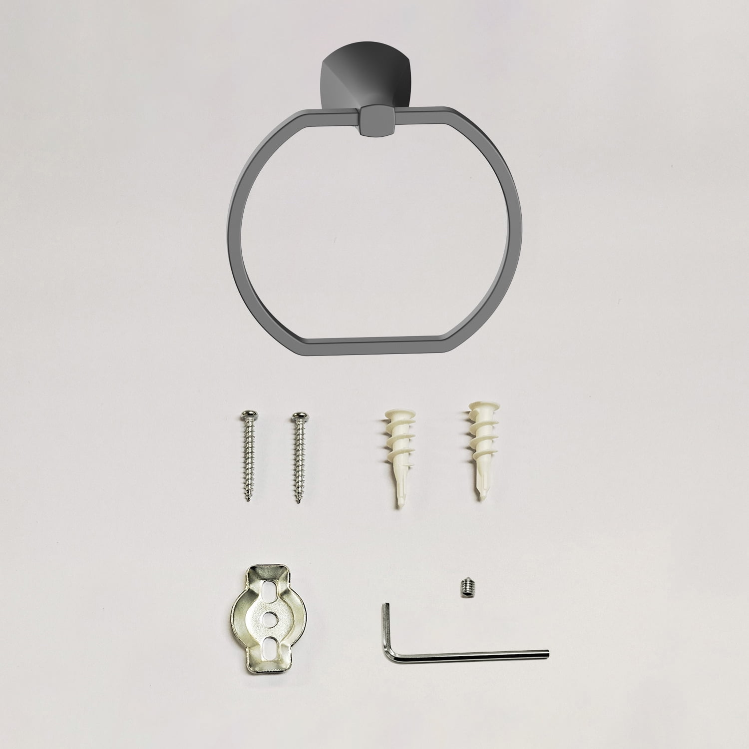 Better Homes & Gardens Simple Flare Wall Mount Towel Ring (Matte Black, 6.5 in) 5ko3m