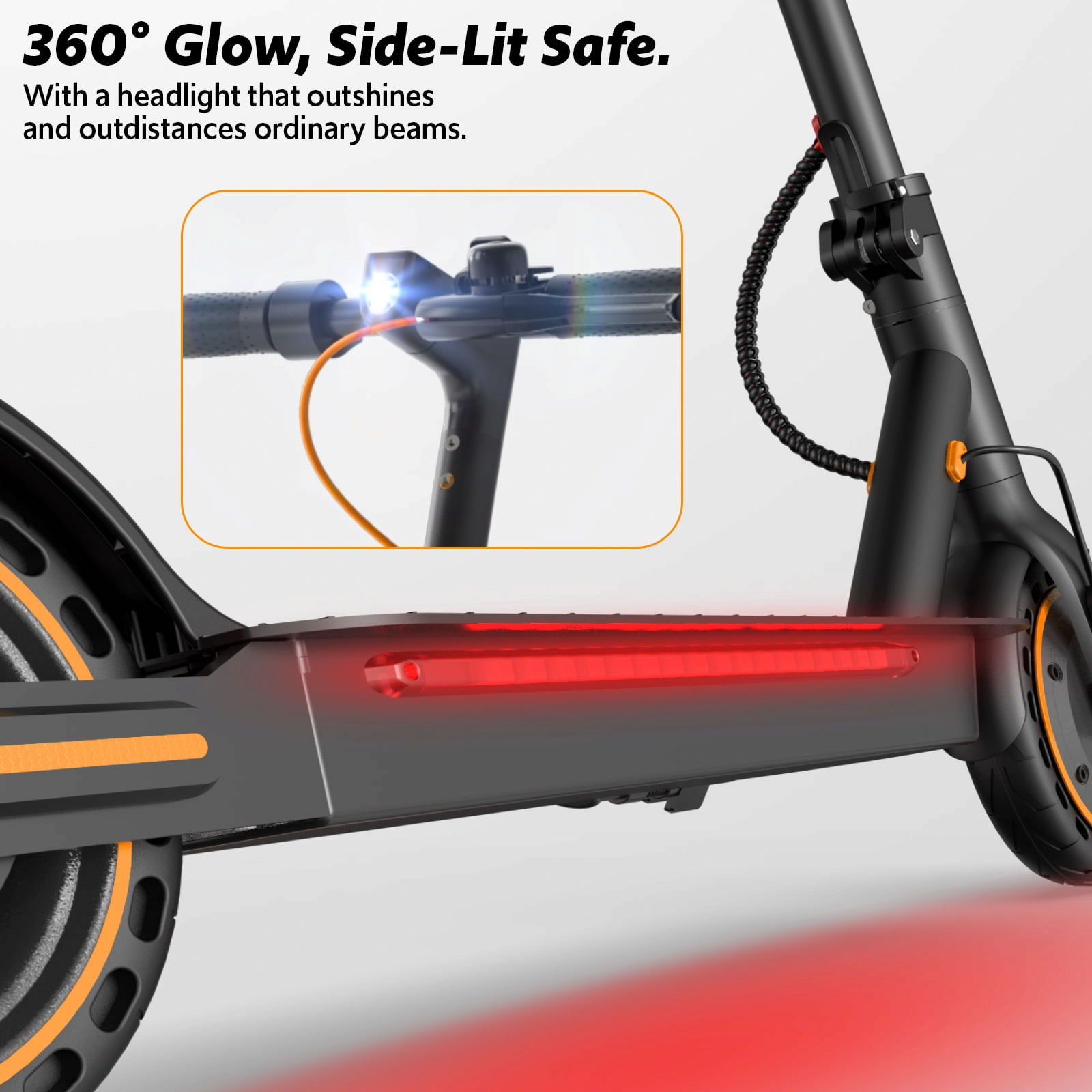 OSBOO Electric Scooter for Adults, 550W Motor Foldable Commuter with App Control and Side Lights (Black) fqvha