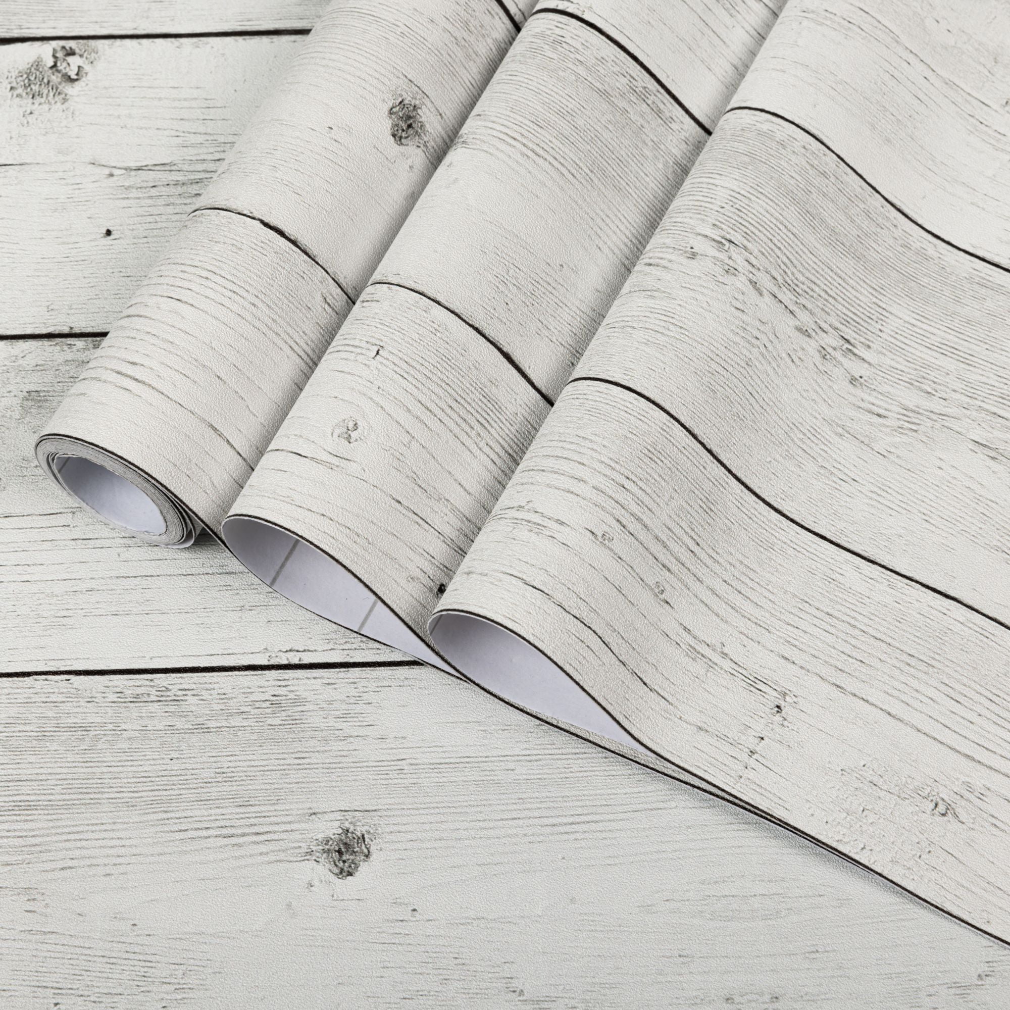 UMIGGEE Peel and Stick Wood Wallpaper, Self-Adhesive Removable Contact Paper for Furniture and Wall Decor (White, 17.7 in x 236 in) ese2f