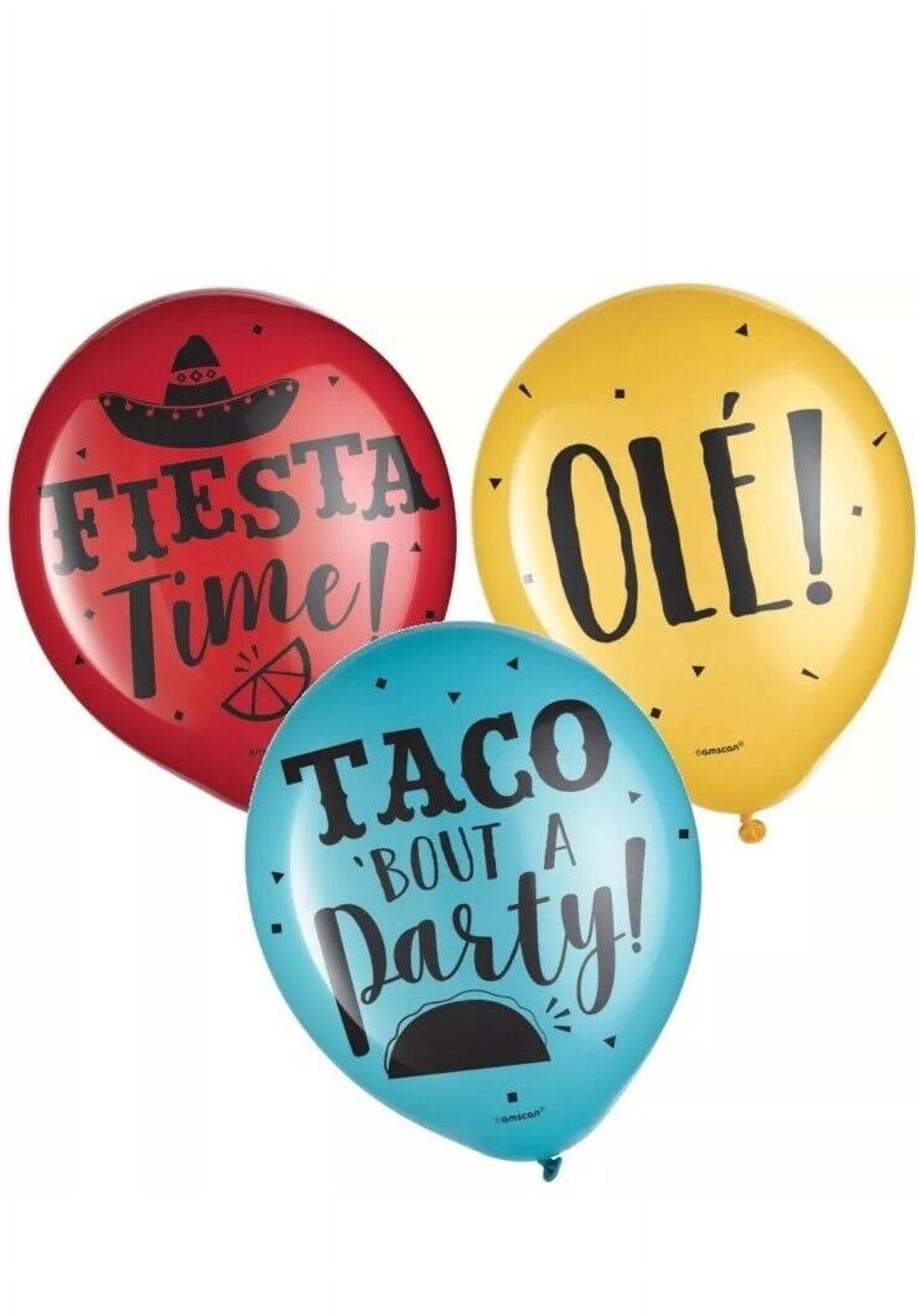 Various Fiesta Printed Latex Balloons Party Decorations (Blue, 15 Pack, 12 in) p62tz