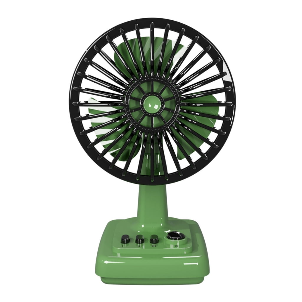 ATALRPOU Retro Alloy Mini Desk Fan, Portable USB Rechargeable Desktop Fan with 3 Speeds (Green, 6 in) 53xc1