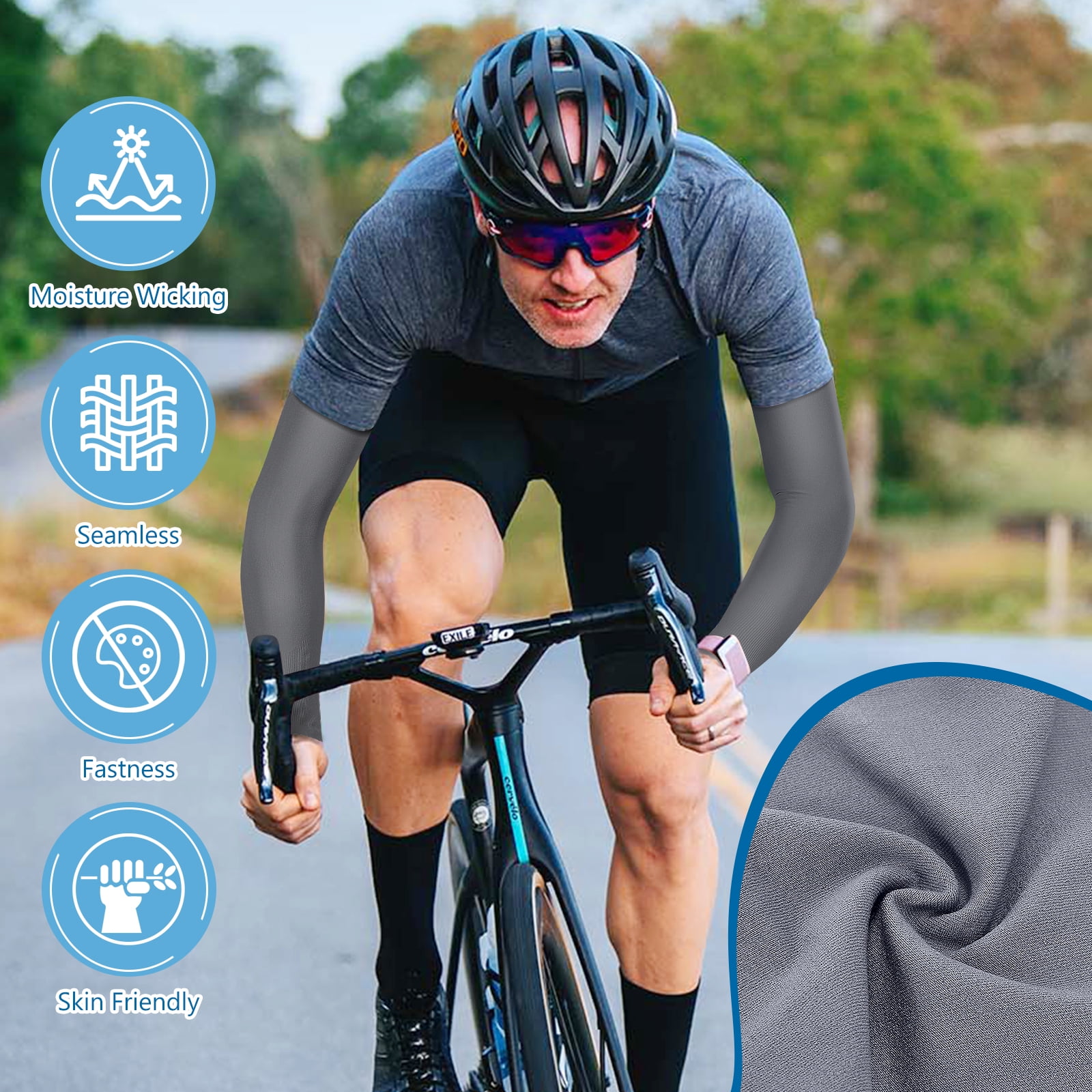 Finvizo Sun Protection Cooling Arm Sleeves for Sports and Outdoor Activity (Grey, 4 Pairs) g0qsp