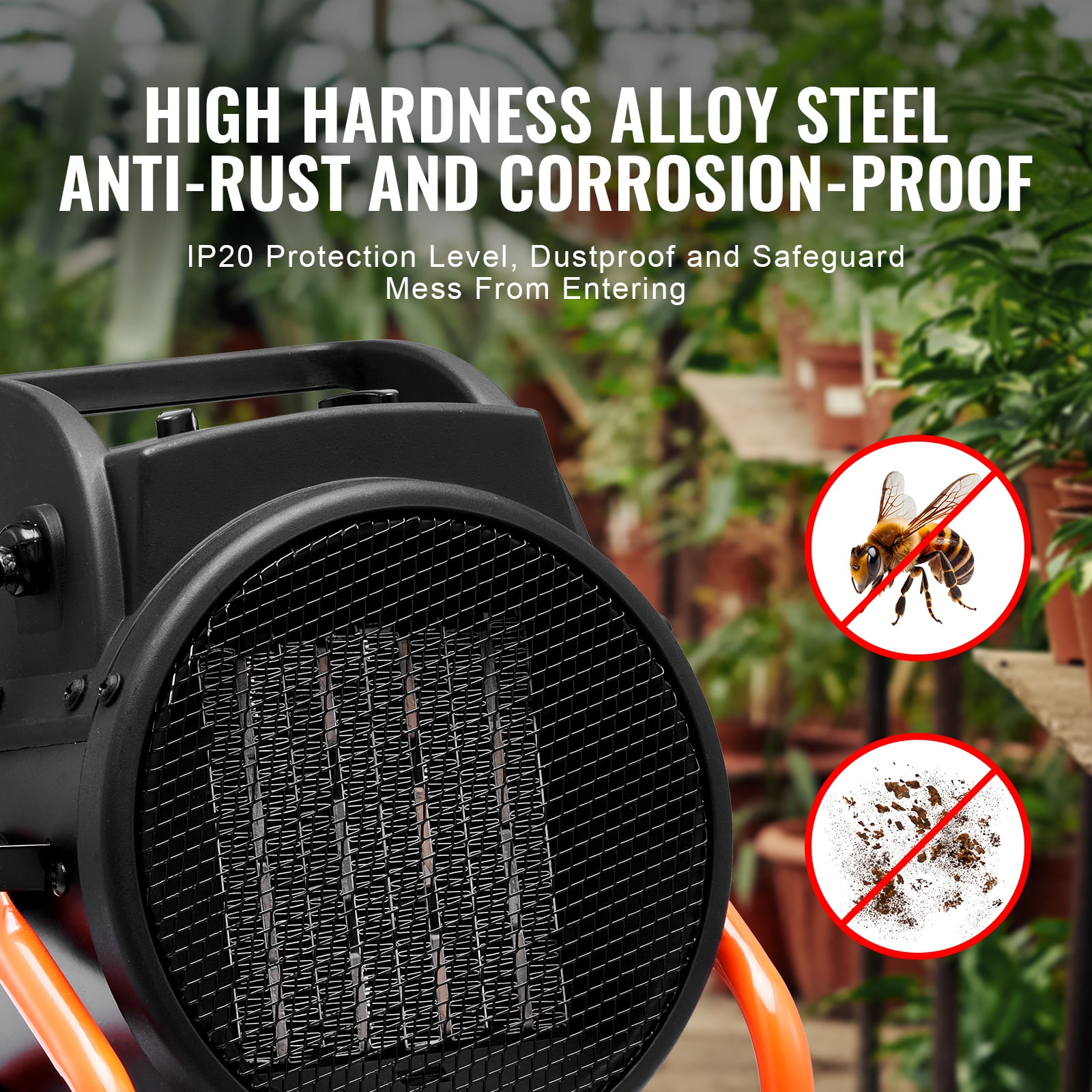 KFFKFF Greenhouse Heater, Portable PTC Electric Fan with Thermostat, 3-Speed Temperature Control for Plant Growth (Green) ajvy2