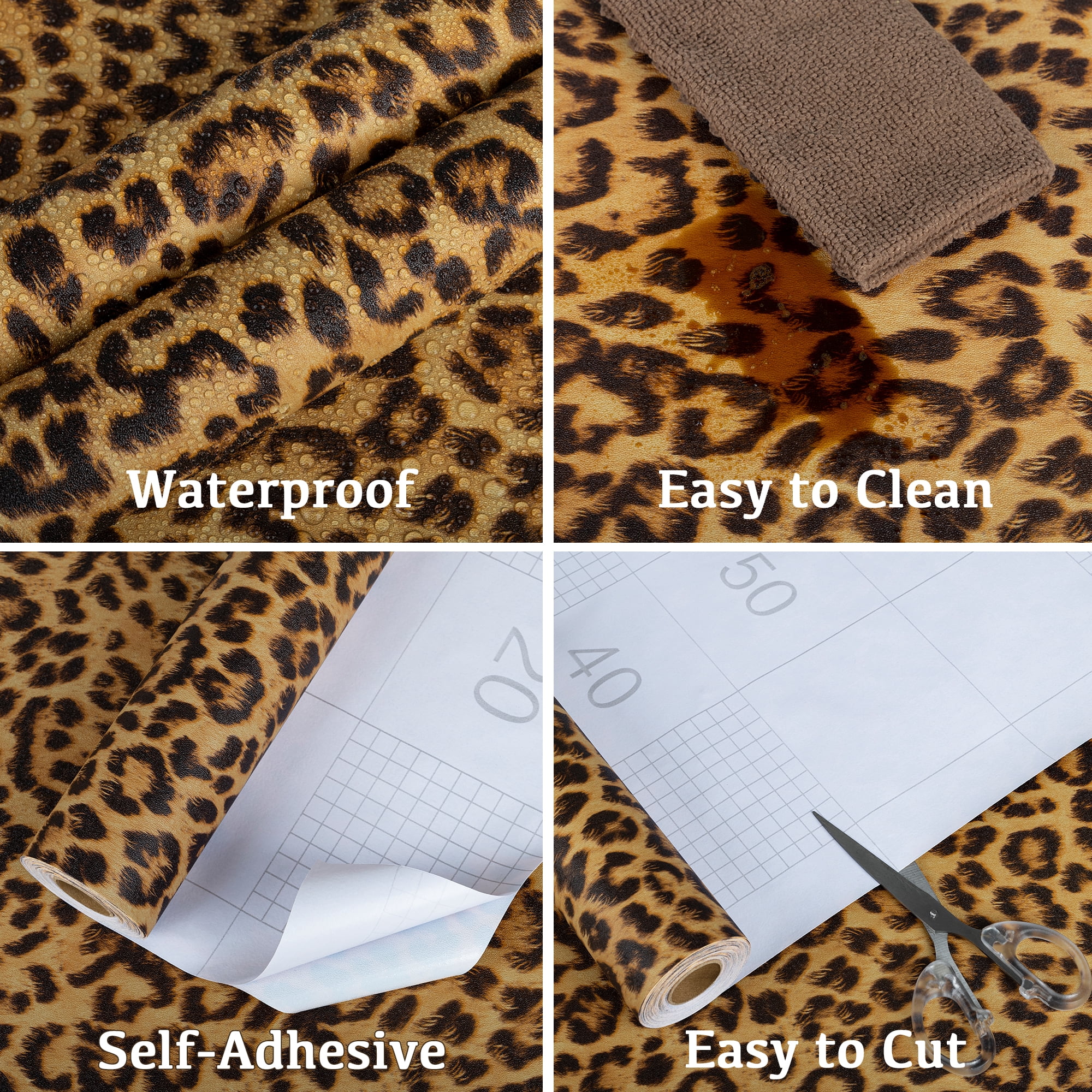 UMIGGEE Leopard Print Peel and Stick Wallpaper, Removable Self-Adhesive Contact Paper for Bedroom and Bathroom (Yellow, 15.7-in x 118-in) qkckd