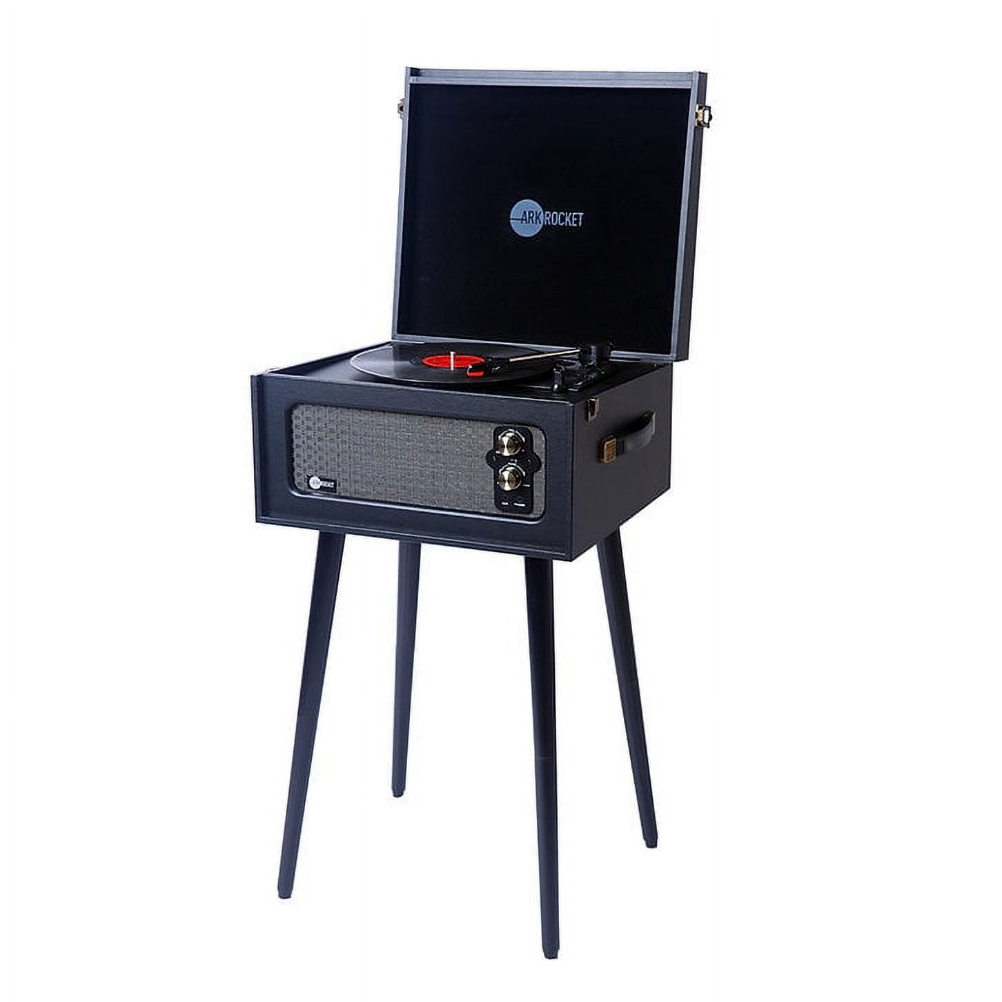 Arkrocket Discovery 3-Speed Bluetooth Record Player Retro Turntable with Built-in Speakers and Legs (Black) lk20g