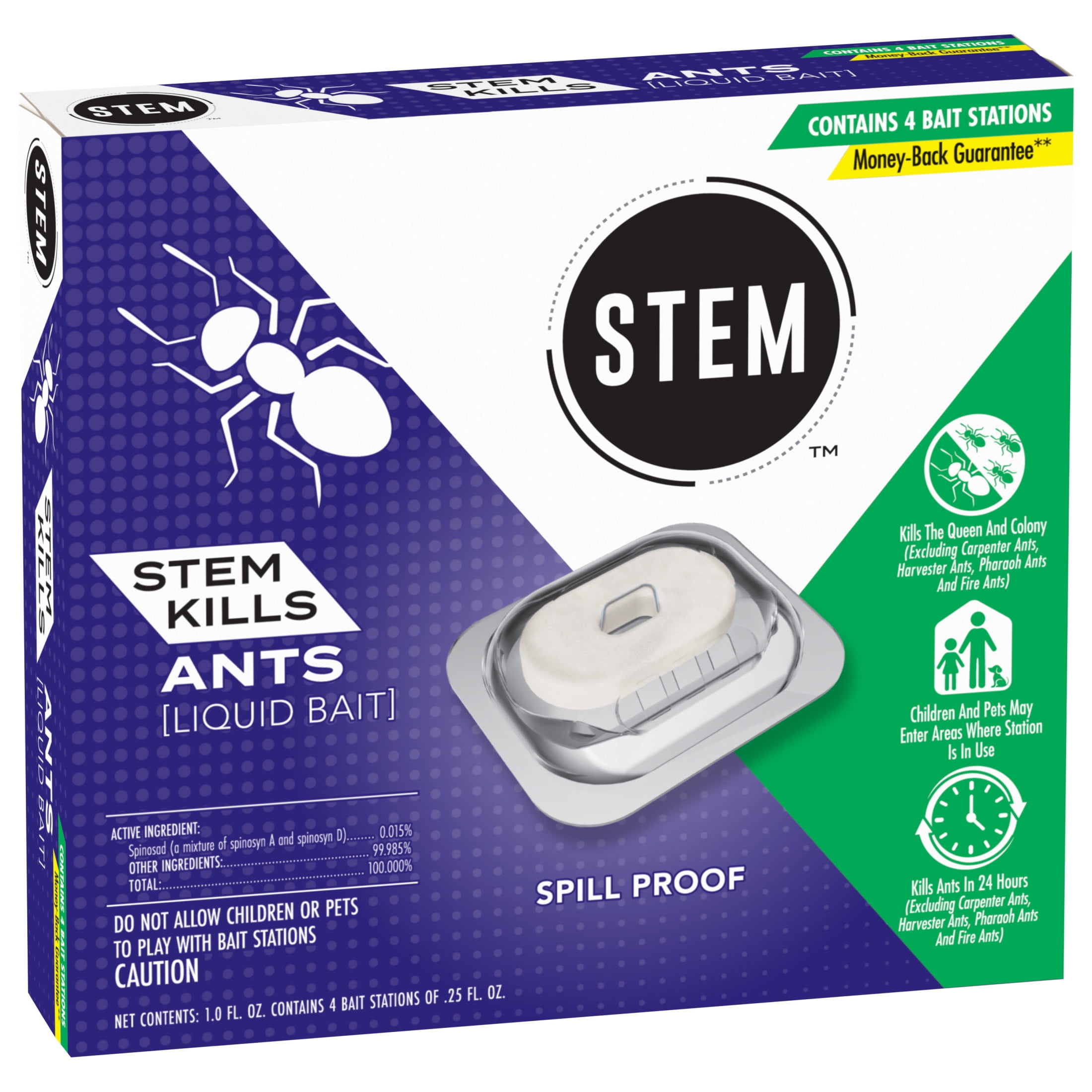 Stem Liquid Ant Killer Bait Stations (Spill-Proof, 4 Count) 61o4f