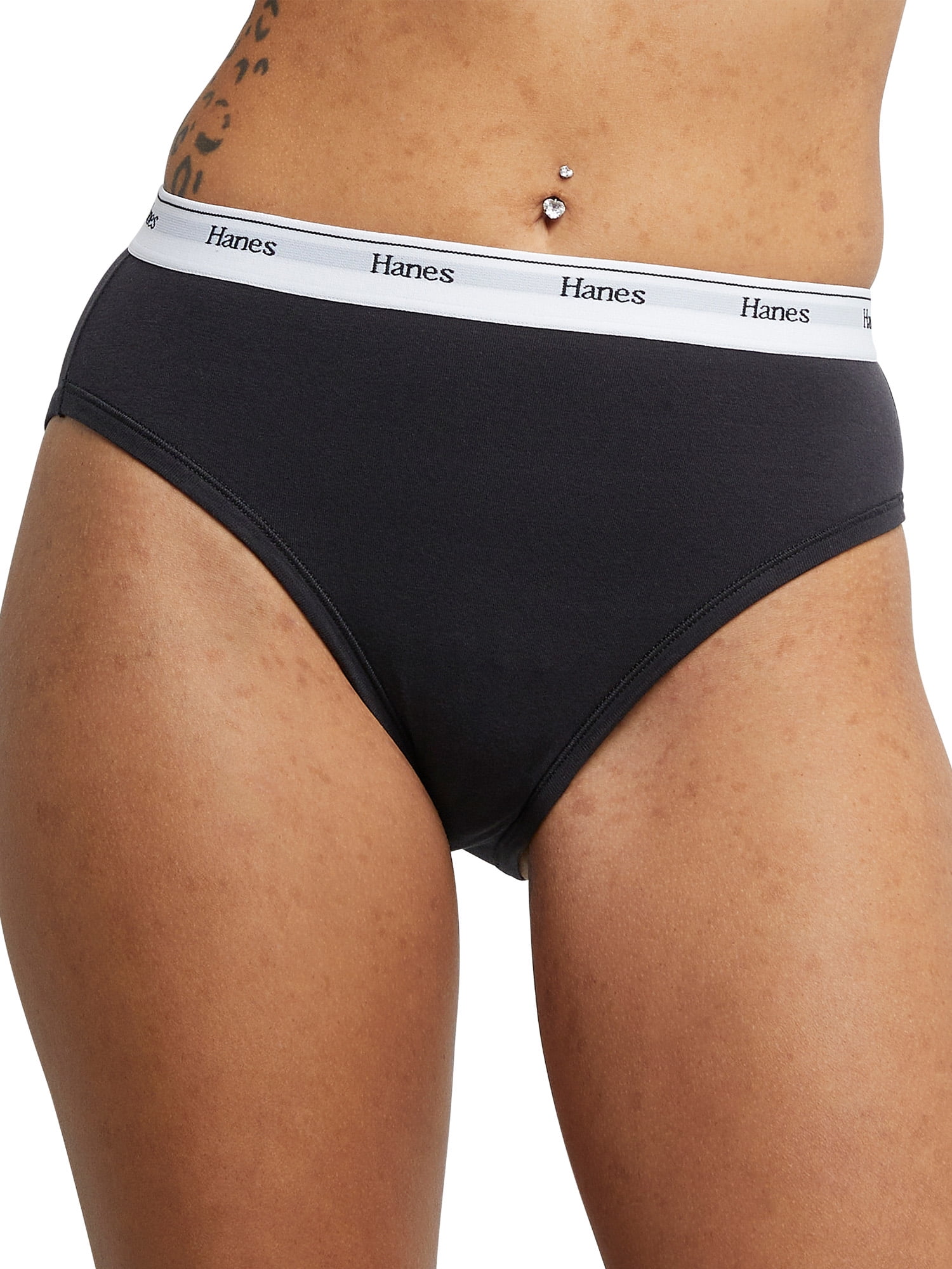 Hanes Womens Originals Hi-Cut Panties Breathable Stretch Cotton Underwear (Assorted, 6-Pack) ld6tw