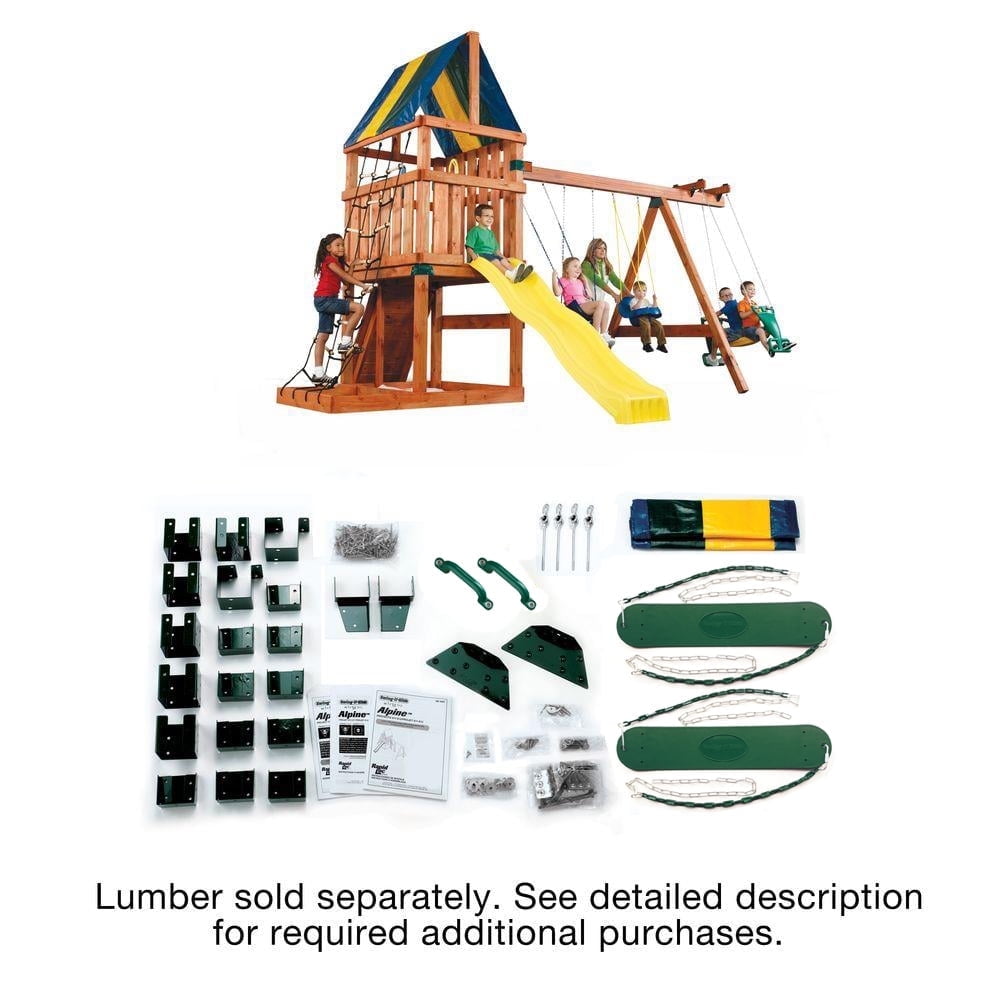 Swing-N-Slide Alpine Swing Set Hardware Kit (Green, 18.5 ft L x 13 ft W x 11 ft H) jwxex