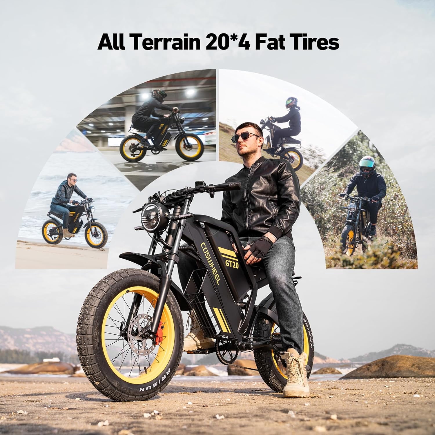 Coswheel GT20 Pro Electric Dirt Bike, 4000W Dual Motor Off-Road E-Bike, Full Suspension, 48V 40Ah Battery, 20 in x 4 in Fat Tires (Black, One Size) gr5iu