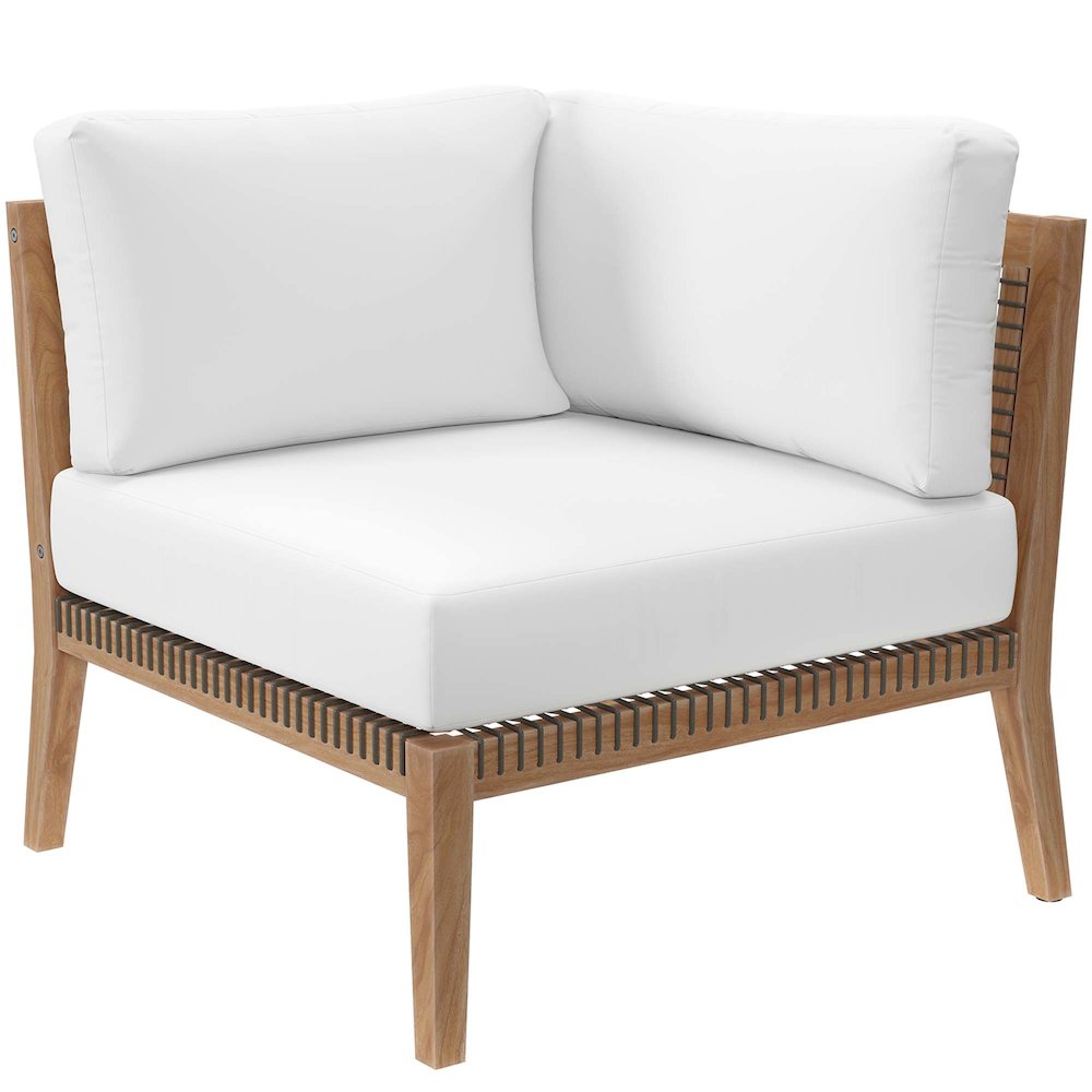Modway Clearwater 6-Piece Teak Wood Outdoor Sectional Sofa Set (Gray/White, 6-Piece) 8zded