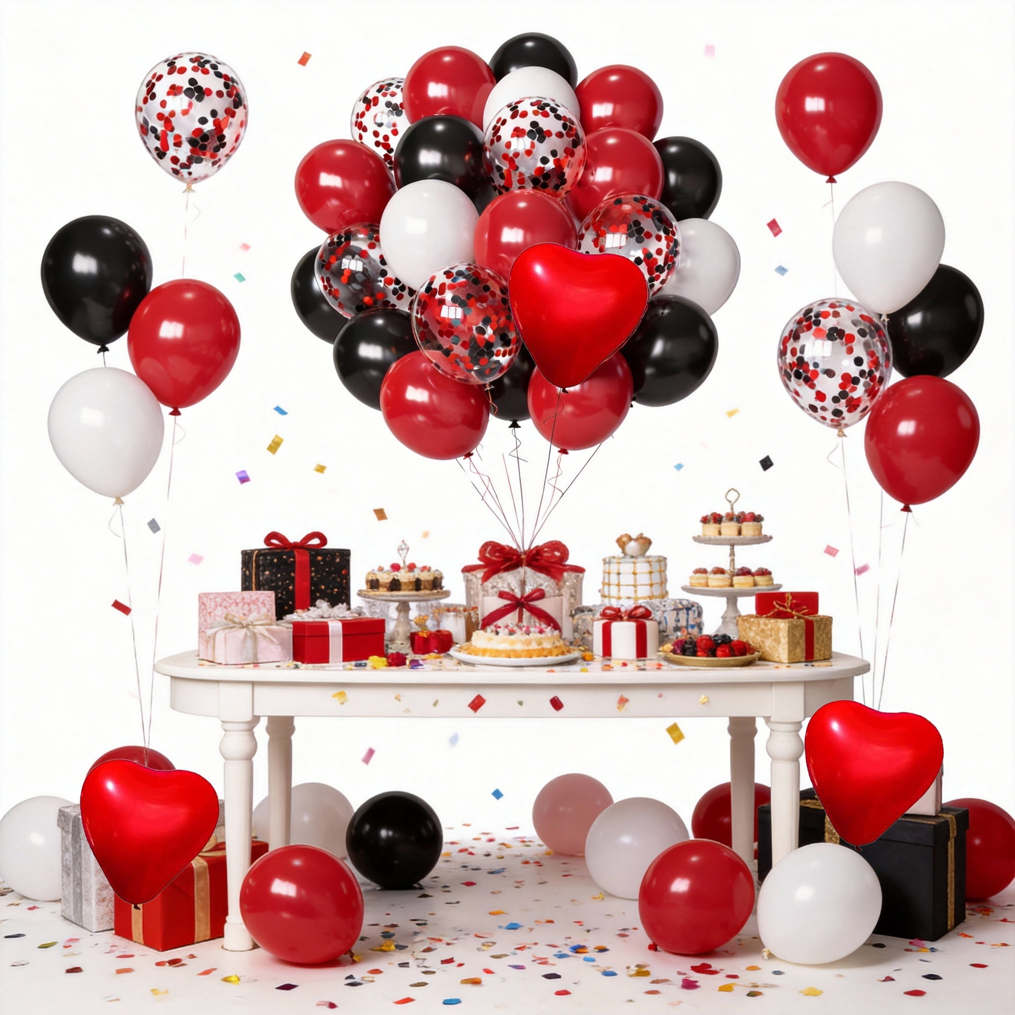 Qiameng Latex Party Balloons Set for Birthday Wedding Graduation Decorations (Red Black White, 50 Pack, 12 in) pv9s7