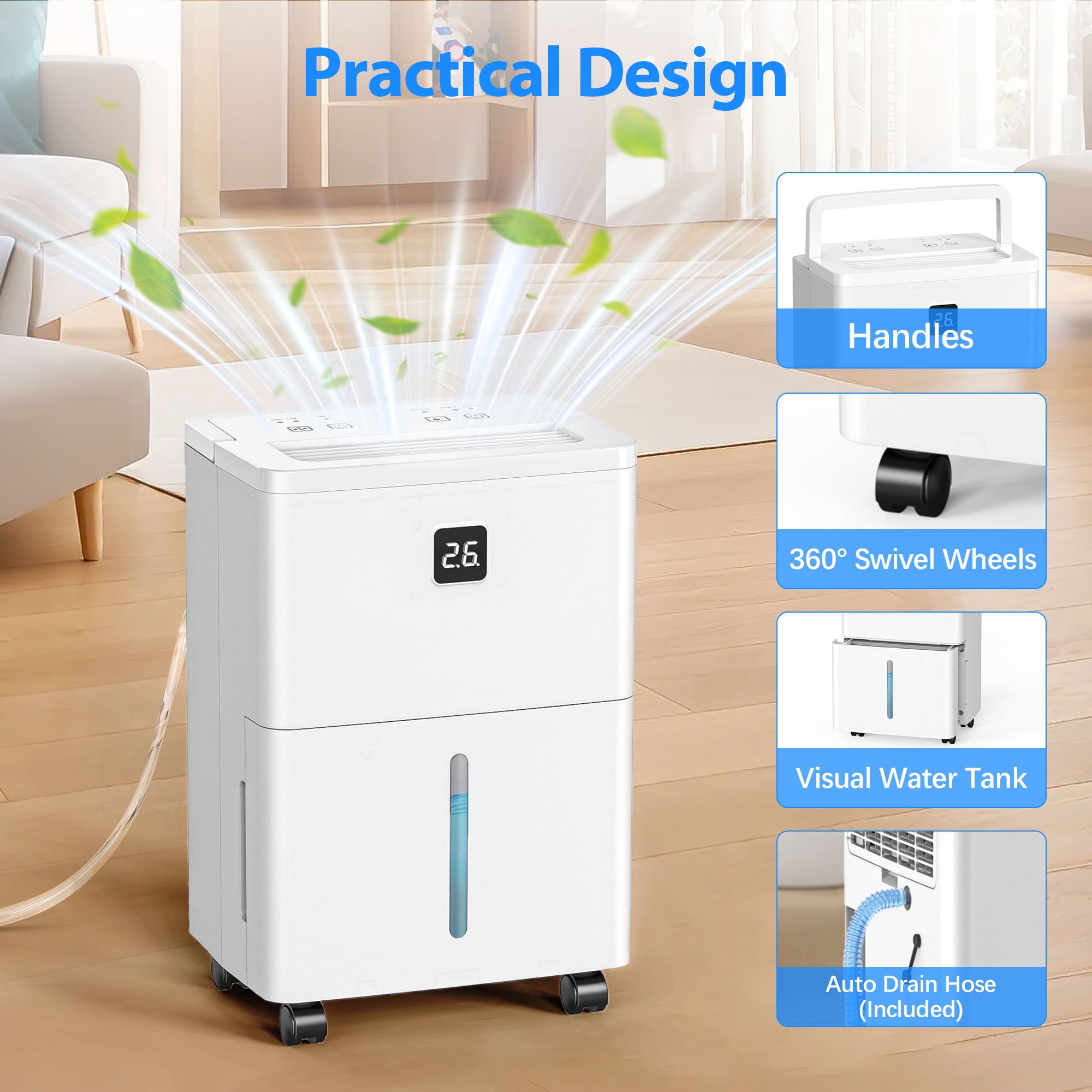 Aootek MAX Dehumidifier for Basements and Large Spaces up to 3000 Sq. Ft (White, 30 Pints) z7d9b