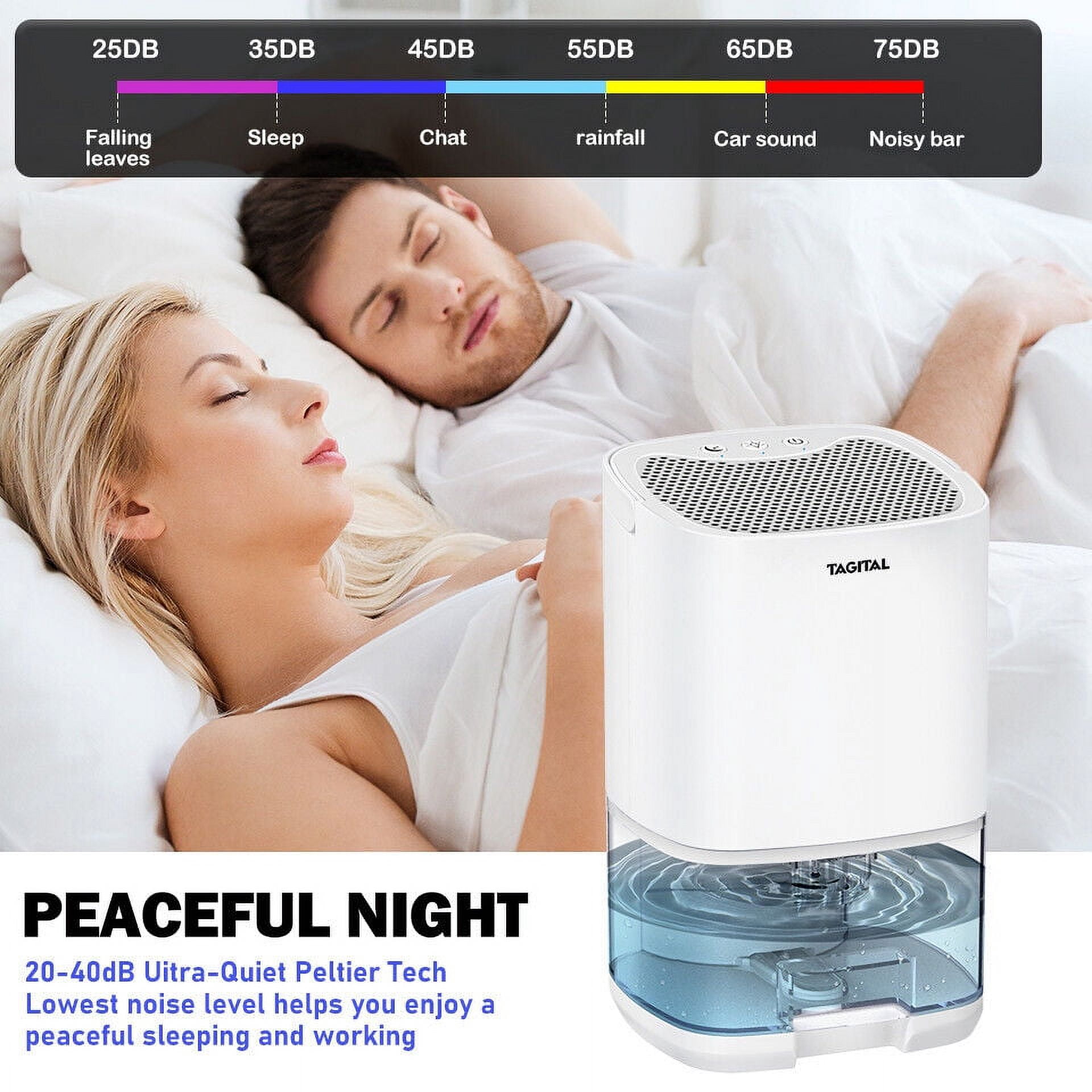 Tagital Portable Dehumidifier for Home, Ultra Quiet Mini Air Dryer with 7 LED Lights (White, 35 oz) glq1s