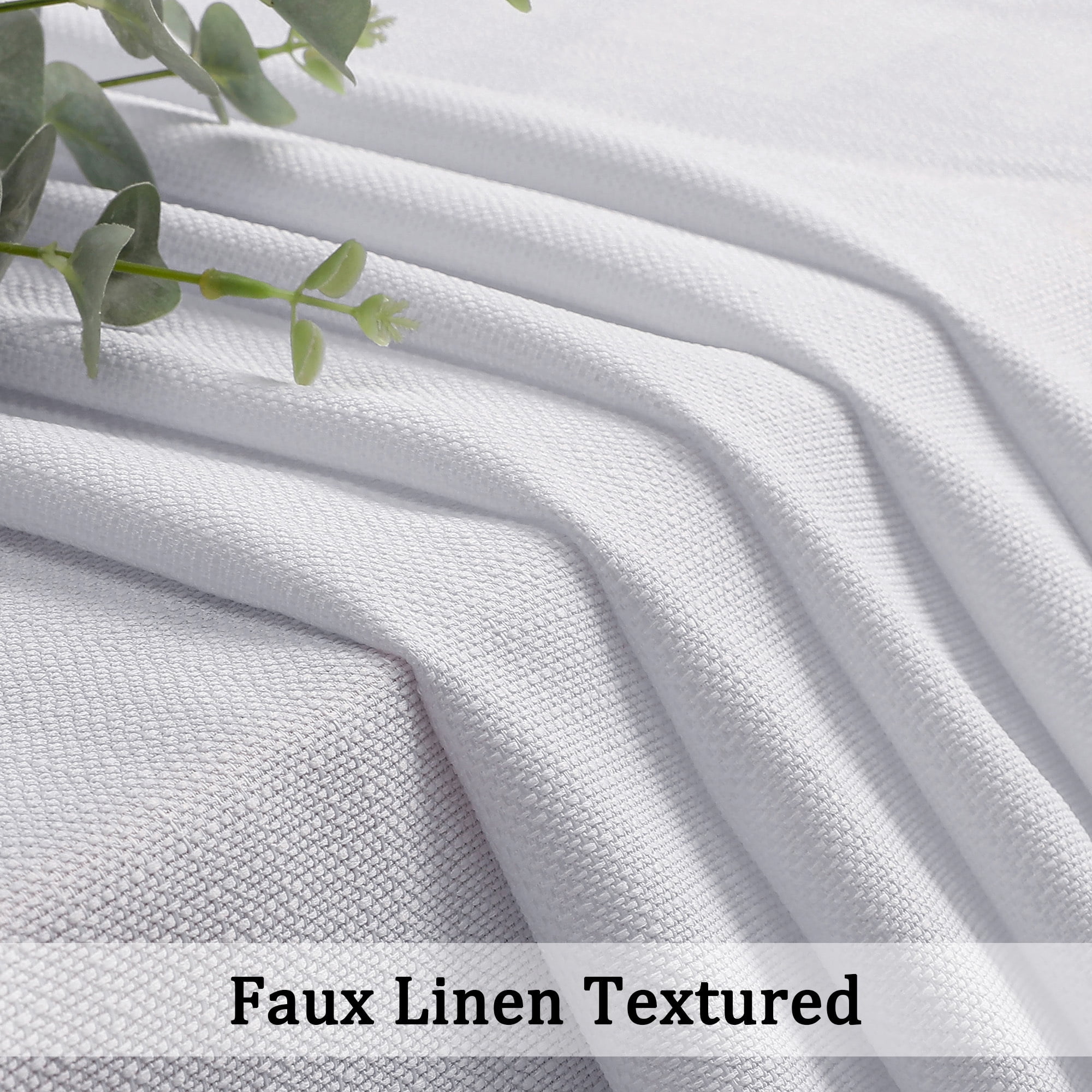 OVZME Faux Linen Light Filtering Curtains, Farmhouse Textured Window Drapes for Living Room and Bedroom (White, 40 in x 84 in, 2 Panels Set) qassw