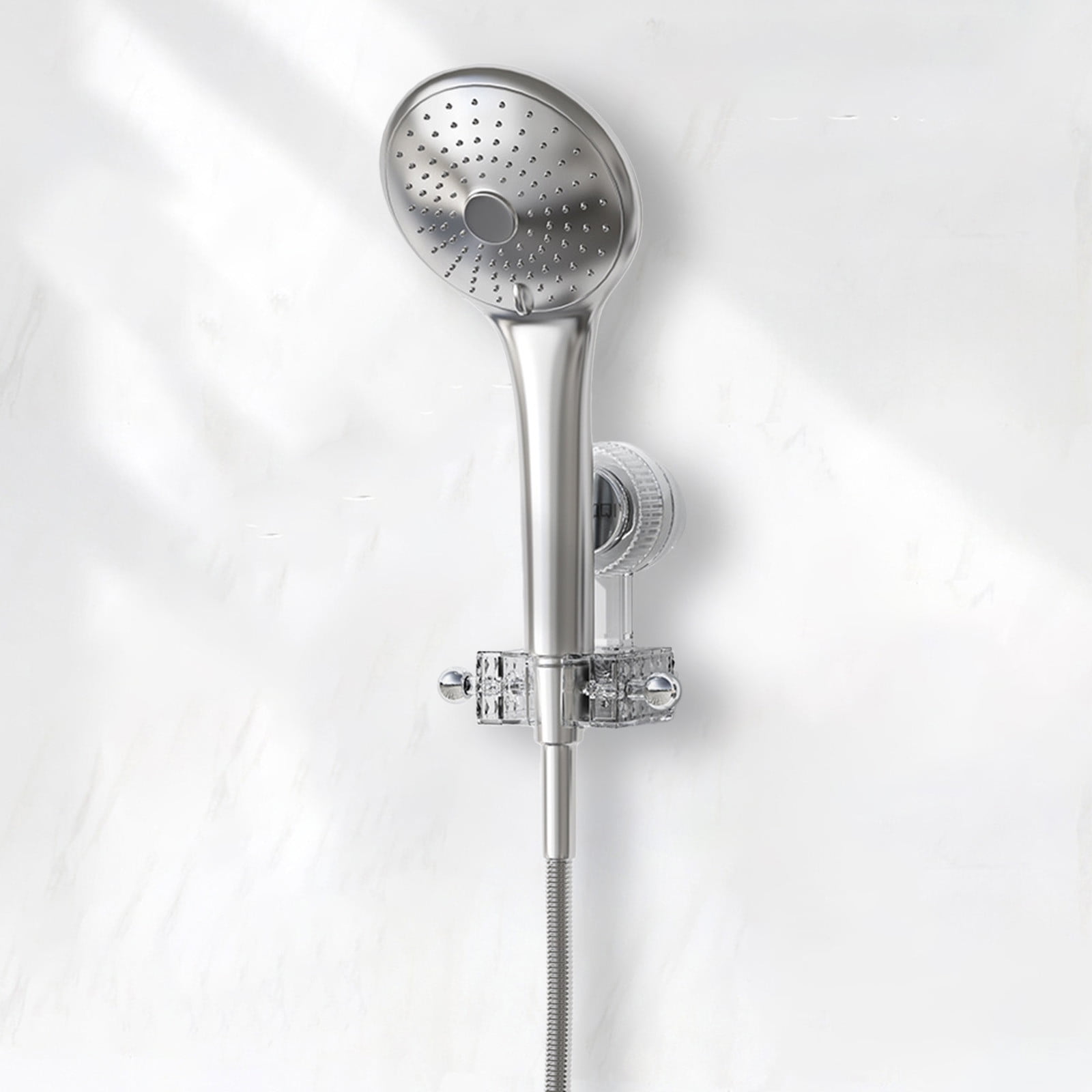 COM1950s Adjustable Suction Cup Shower Head Holder with Hooks (Clear, 1 Pack) wmk01