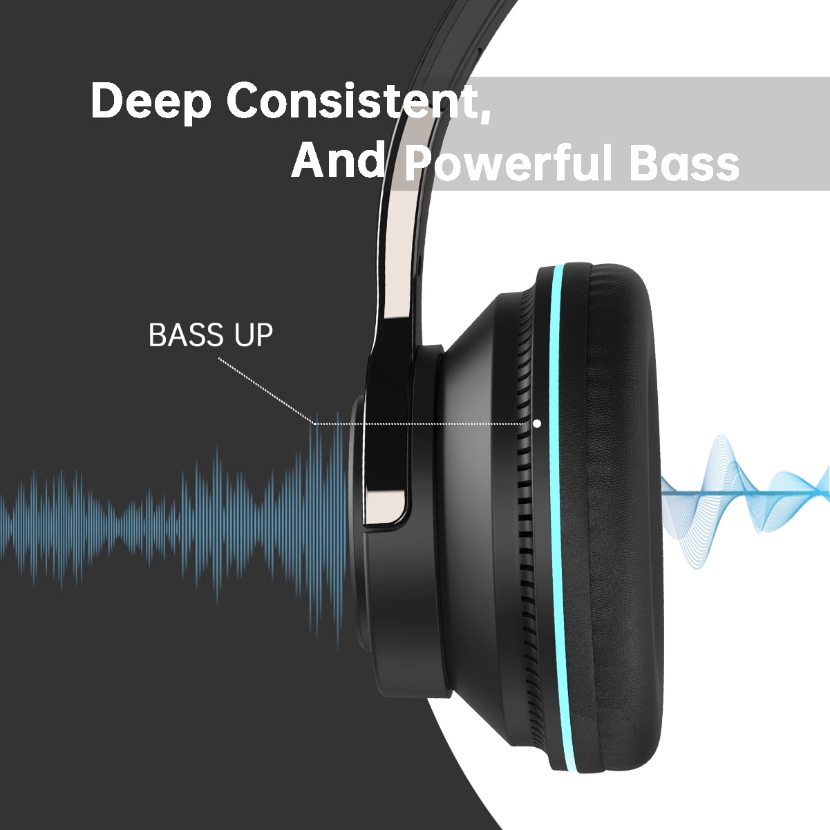Cshidworld Wireless On-Ear Headphones, HiFi Stereo Bass Headset, Foldable Noise Isolating Design with Microphone and Volume Control (Black, 1 Pack) 9ga86