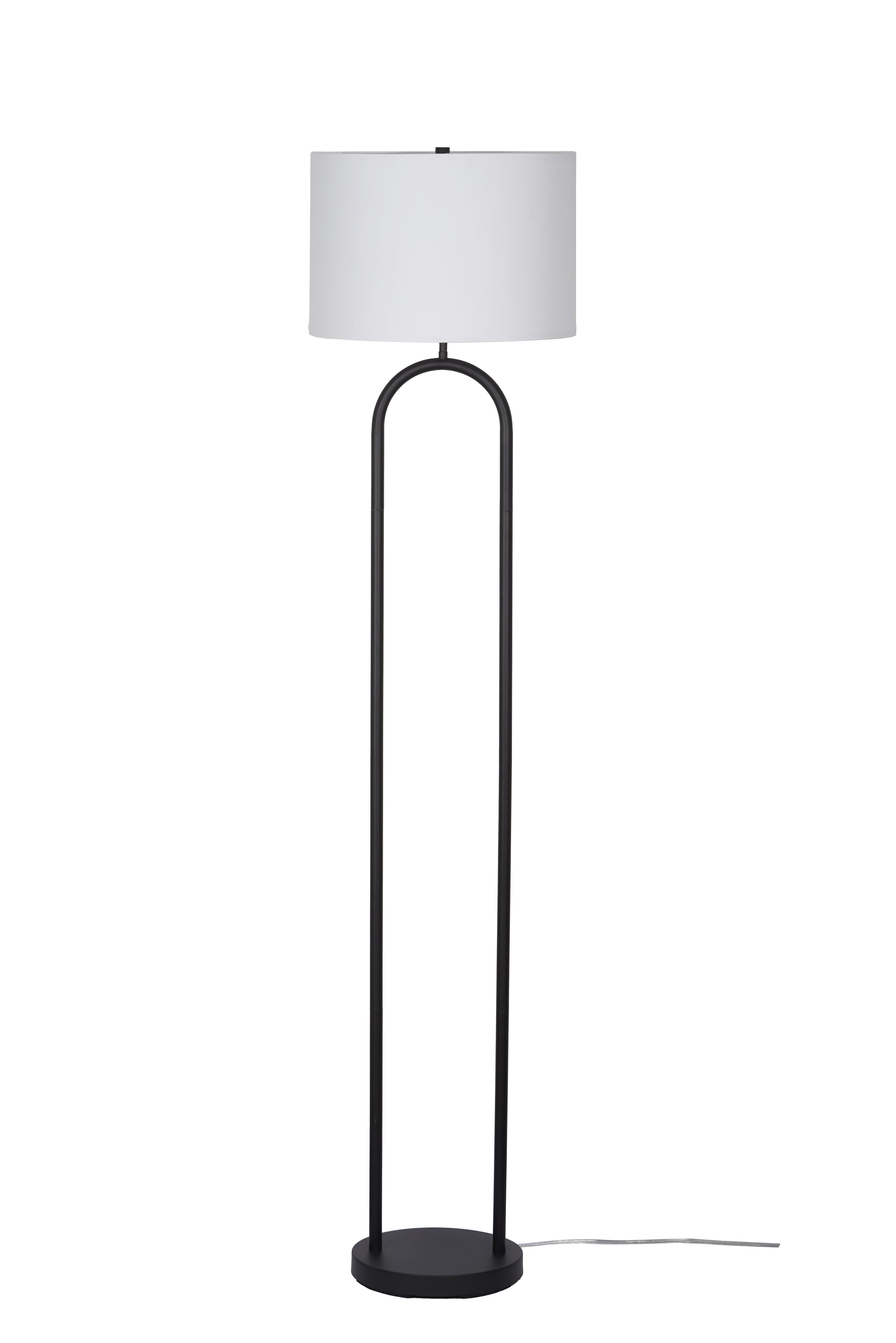 Mainstays Dual Pole Arch Metal Floor Lamp with Fabric Drum Shade (Black, 64 in) cbgb1